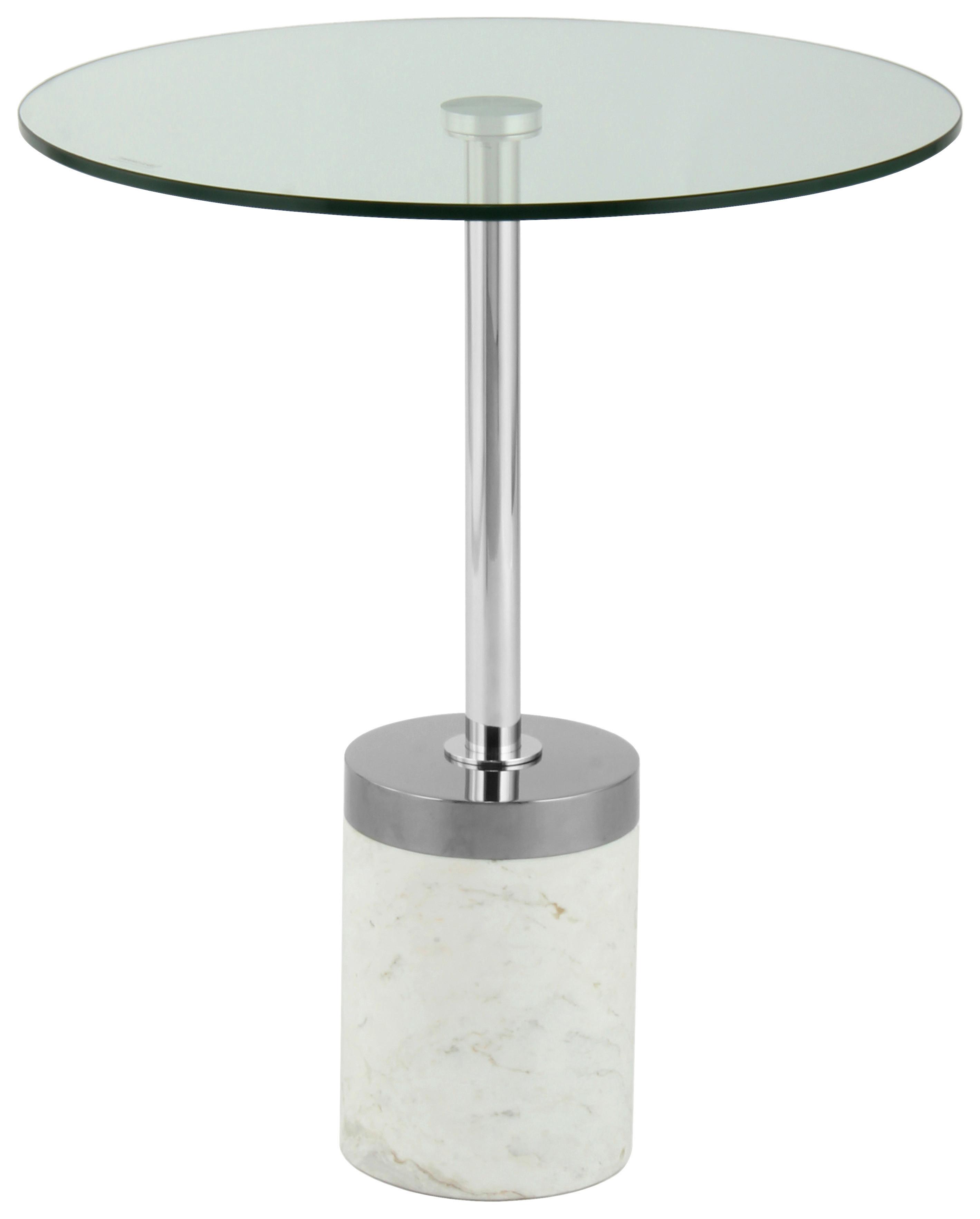 BEISTELLTISCH LANA 125 SILBER / WEISS - Weiss/Silberfarben, Design, Glas/Stein (46/46/53cm) - Kayoom