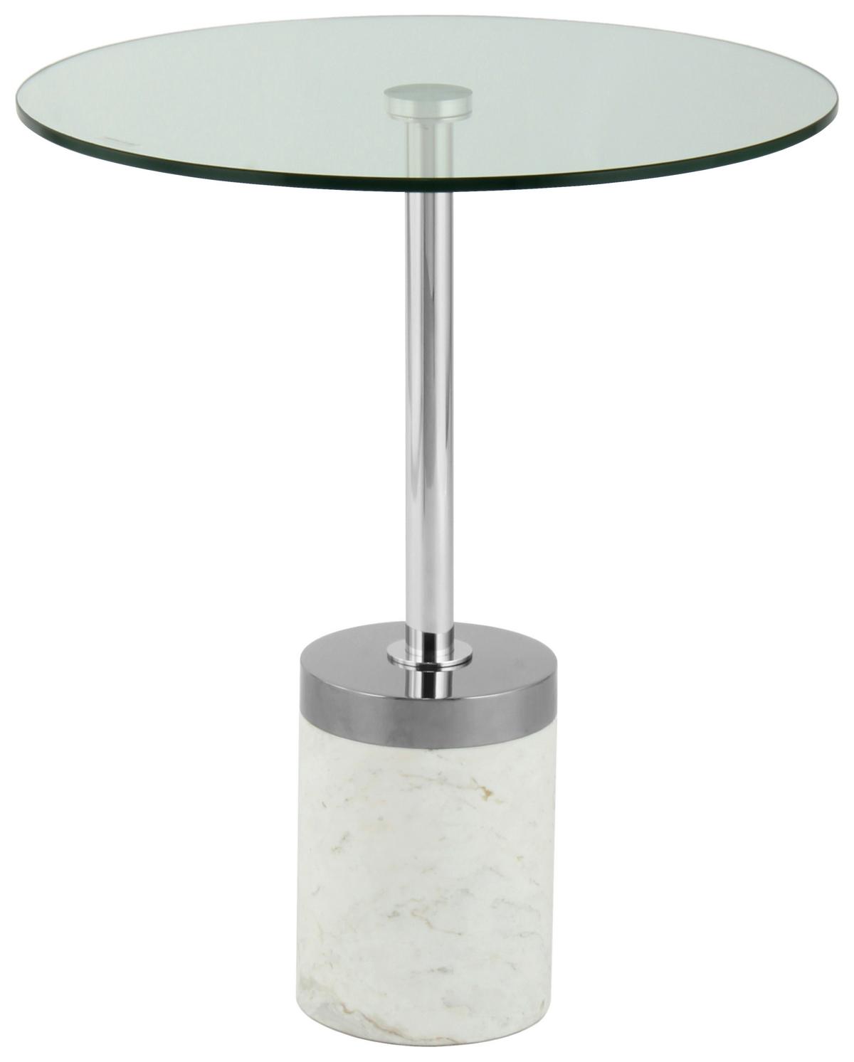 BEISTELLTISCH LANA 125 SILBER / WEISS - Weiss/Silberfarben, Design, Glas/Stein (46/46/53cm) - Kayoom