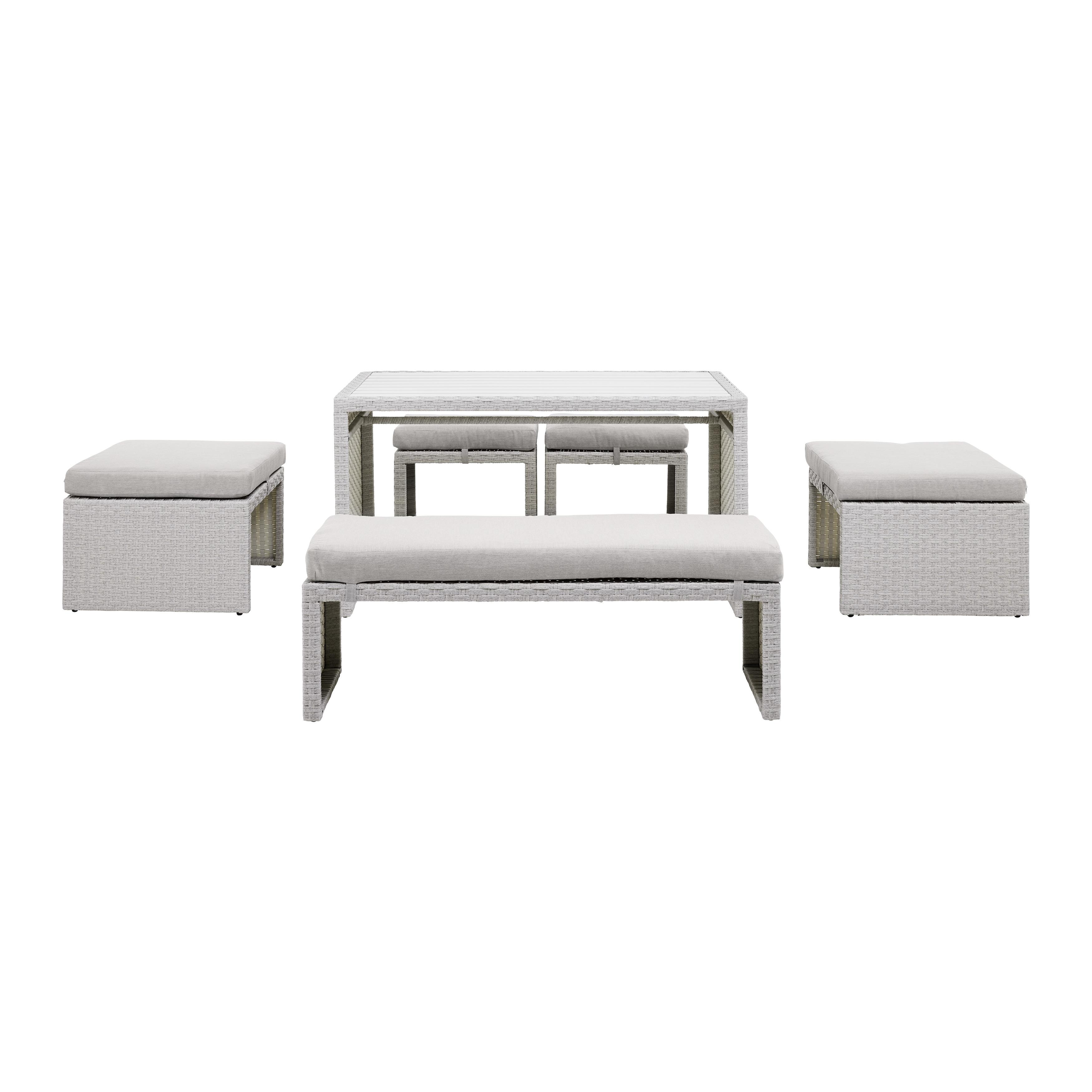 Lounge Garnitúra Camelie - Bézs/Világosszürke, modern, Műanyag/Fém - Bessagi Garden