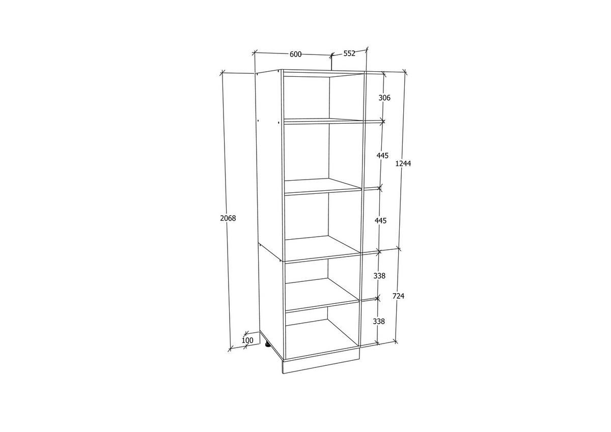 Omara Za Posodo Esilo, Hrast, Bela - bela/barve aluminija, Konvencionalno, kovina/leseni material (60/207/57cm) - MID.YOU