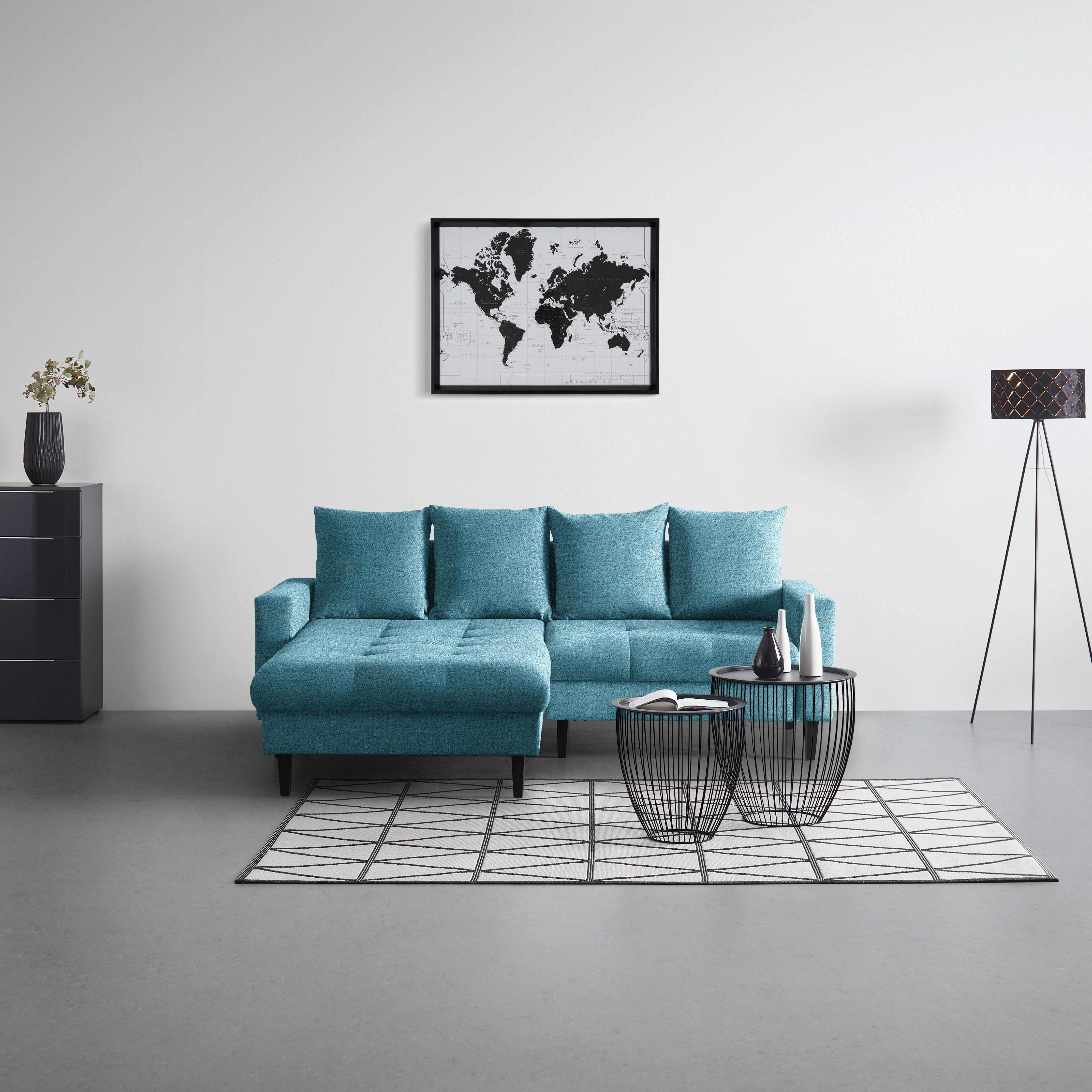 Ecksofa Boston Blau - Blau/Schwarz, KONVENTIONELL, Holz/Textil (215/92/160cm) - Based