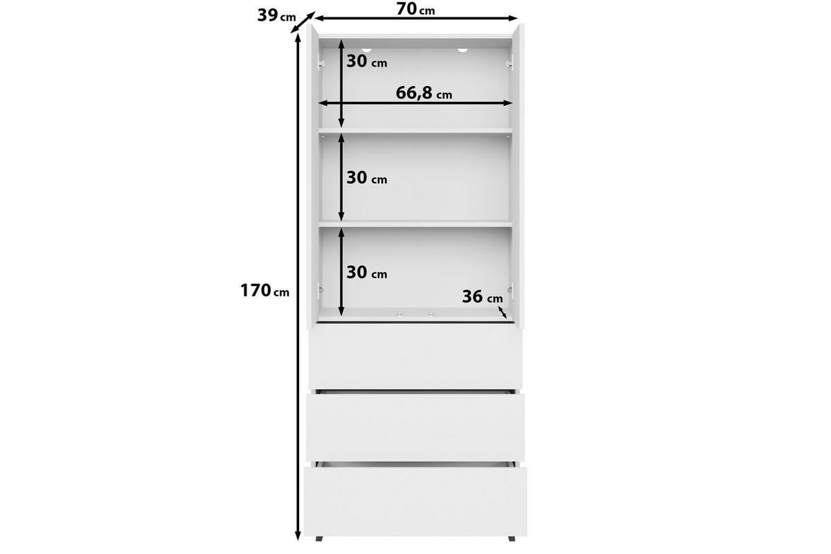 Comodă înaltă PHUKET - negru, Design, material pe bază de lemn (70/170/39cm) - P & B