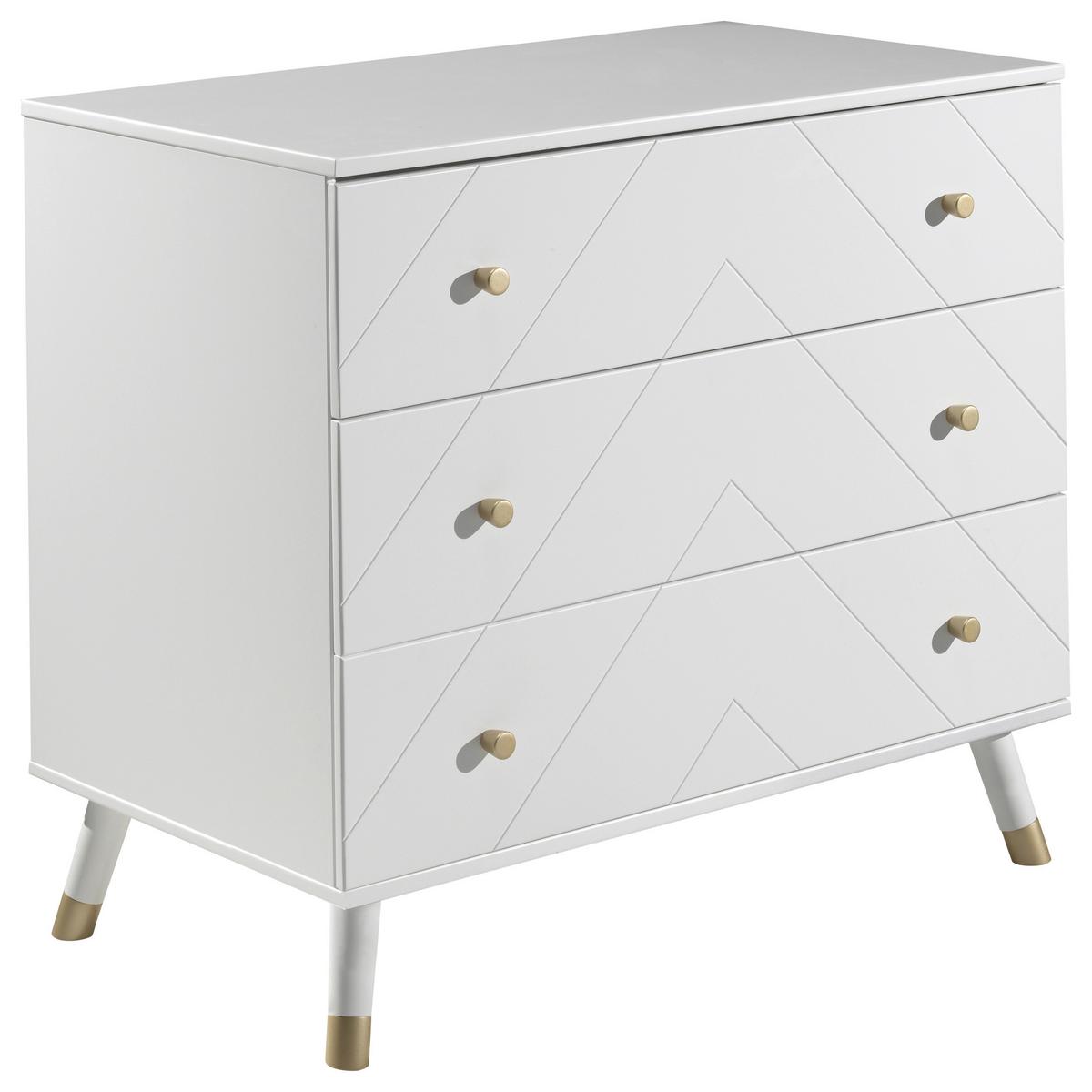 Kommode Billy Weiß - Goldfarben/Weiß, MODERN, Holzwerkstoff/Kunststoff (100/89/57cm) - Vipack