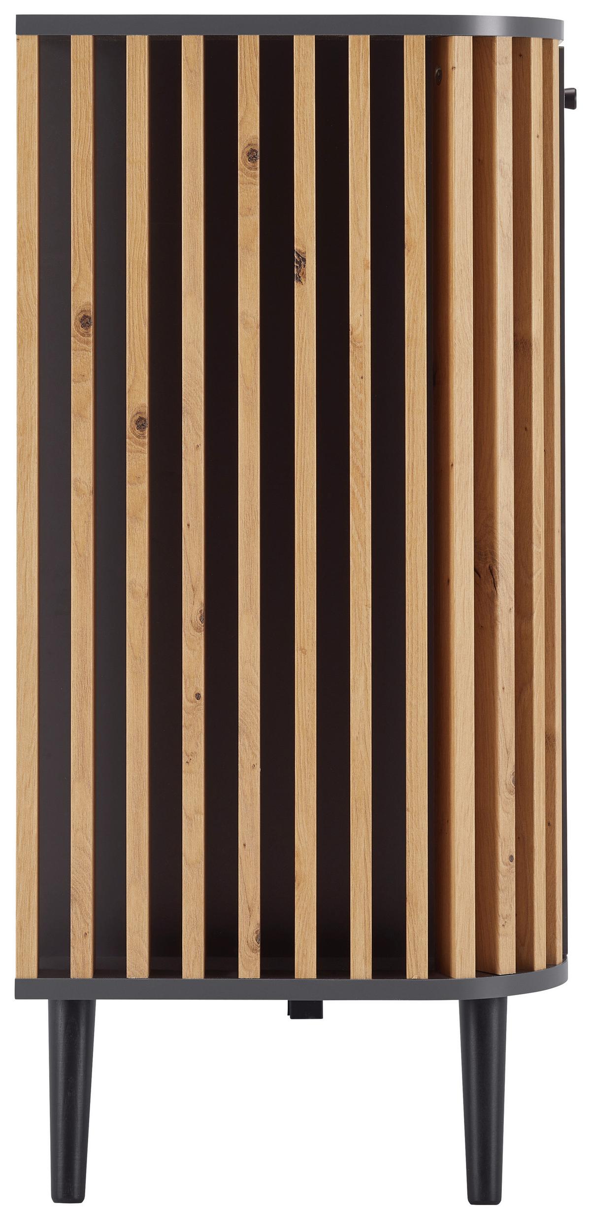 Sideboard in Grau/Naturfarben - Grau, Design, Holzwerkstoff/Kunststoff (138/88/40cm) - Premium Living