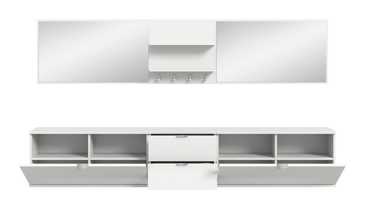 GARDEROBE PROJEKT X - Weiss Hochglanz/Weiss, Design, Holzwerkstoff (236/193/32cm) - Livetastic