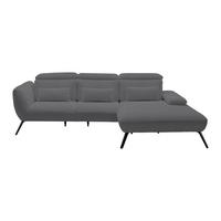 Wohnlandschaft Seattle Grau - Schwarz/Weiß, MODERN, Holzwerkstoff/Textil (301/196cm) - Premium Living