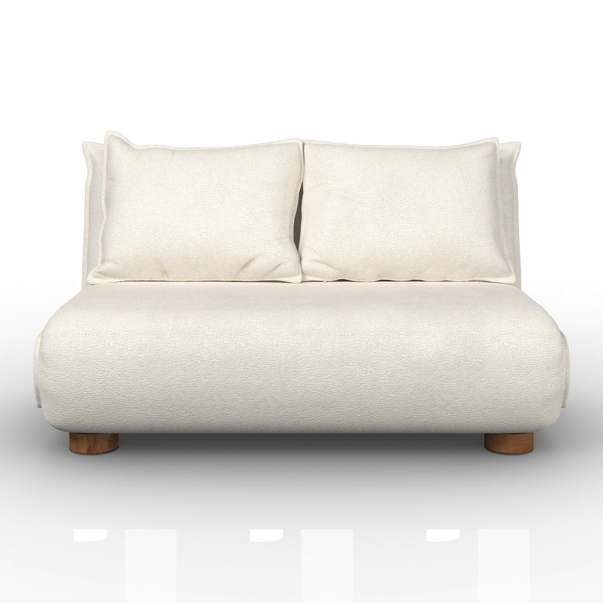 Schlafsofa Bella Weiß Bouclé - Weiß/Naturfarben, MODERN, Holz/Textil (141/77/85cm) - Bessagi Home