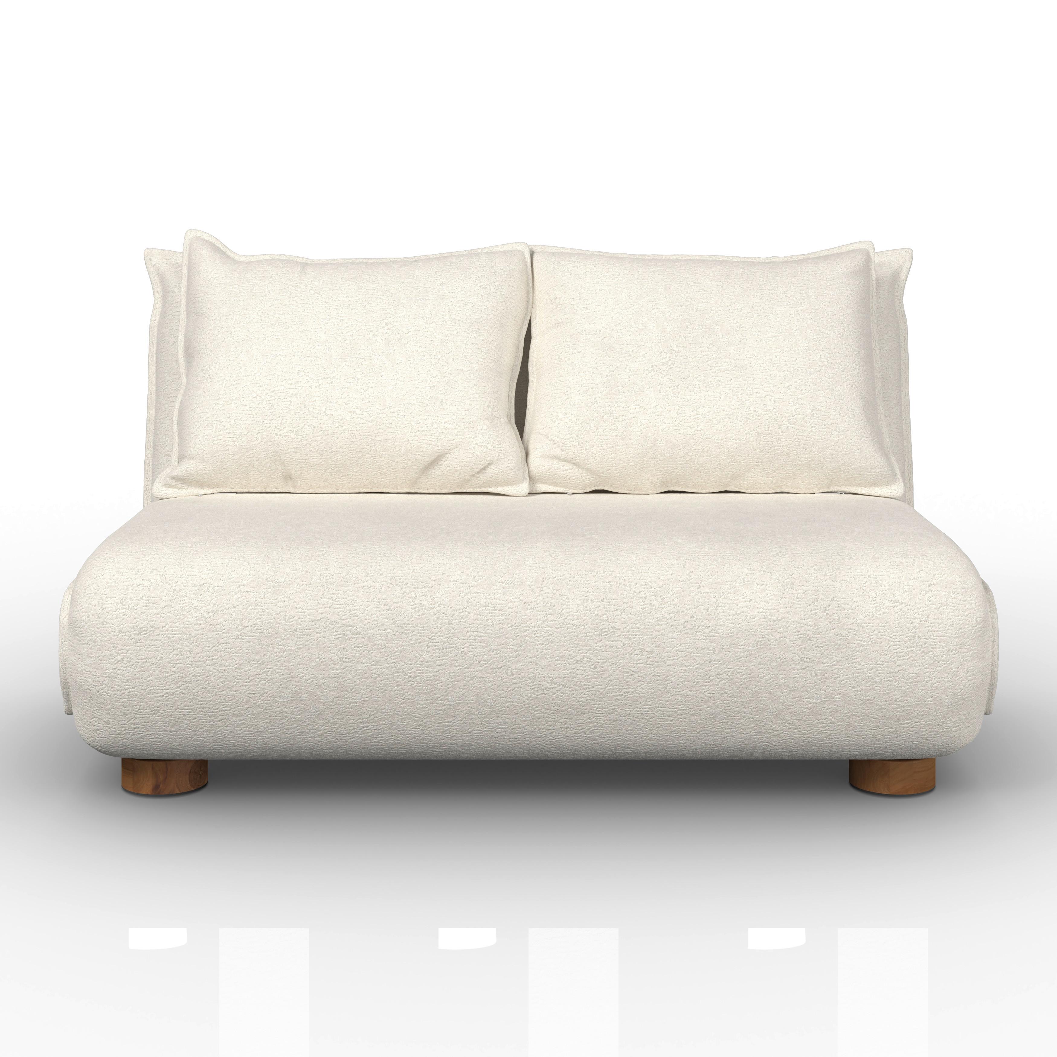 BÄDDSOFFA BELLA - vit/naturfärgad, Modern, metall/trä (141/77/85cm) - Bessagi Home
