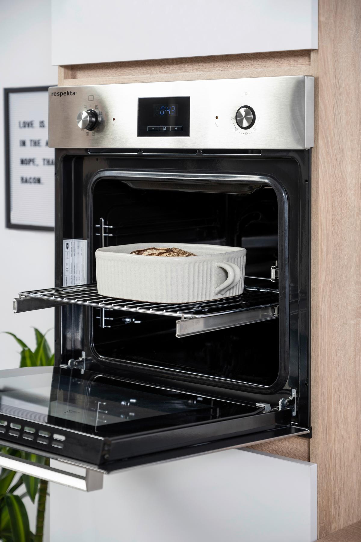 Küchenzeile Premium m. Geräte Weiß/Eiche Dekor B: ca. 330 cm - Eichefarben/Weiß Hochglanz, Basics, Holzwerkstoff (330cm) - Respekta