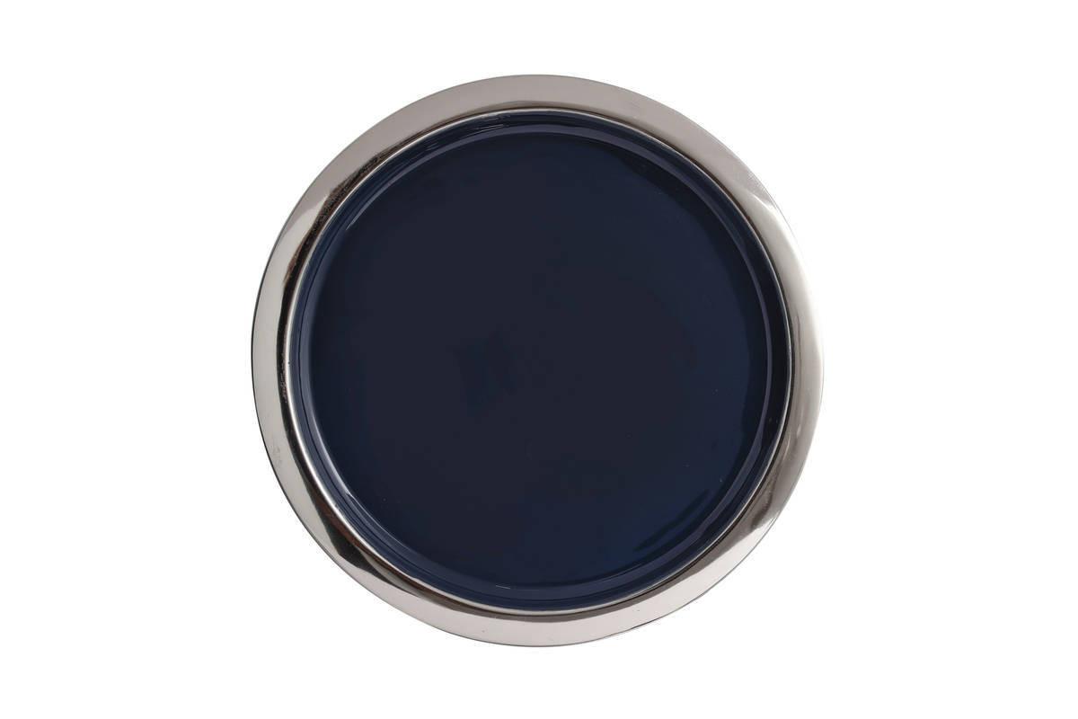 Tortenplatte Kuchenplatte Art Deco 325 - Silberfarben/Dunkelblau, Trend, Metall (29/14cm) - Kayoom