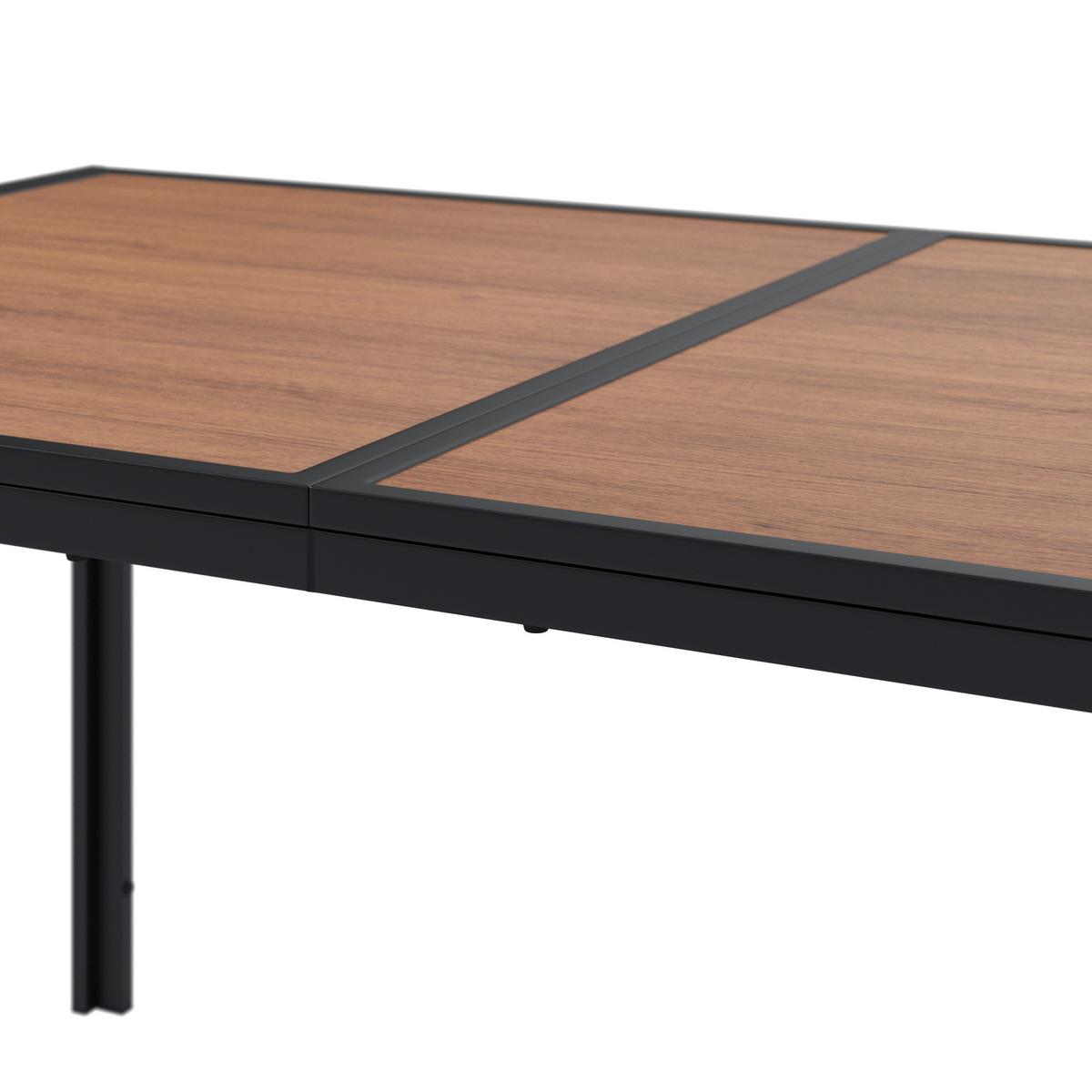 KOMPLET OGRODOWY ZE STOŁEM GENUA - kolor naturalny/ciemnoszary, Modern, tworzywo sztuczne/metal (59,5/160/50/90/82/75cm) - Ambia Garden