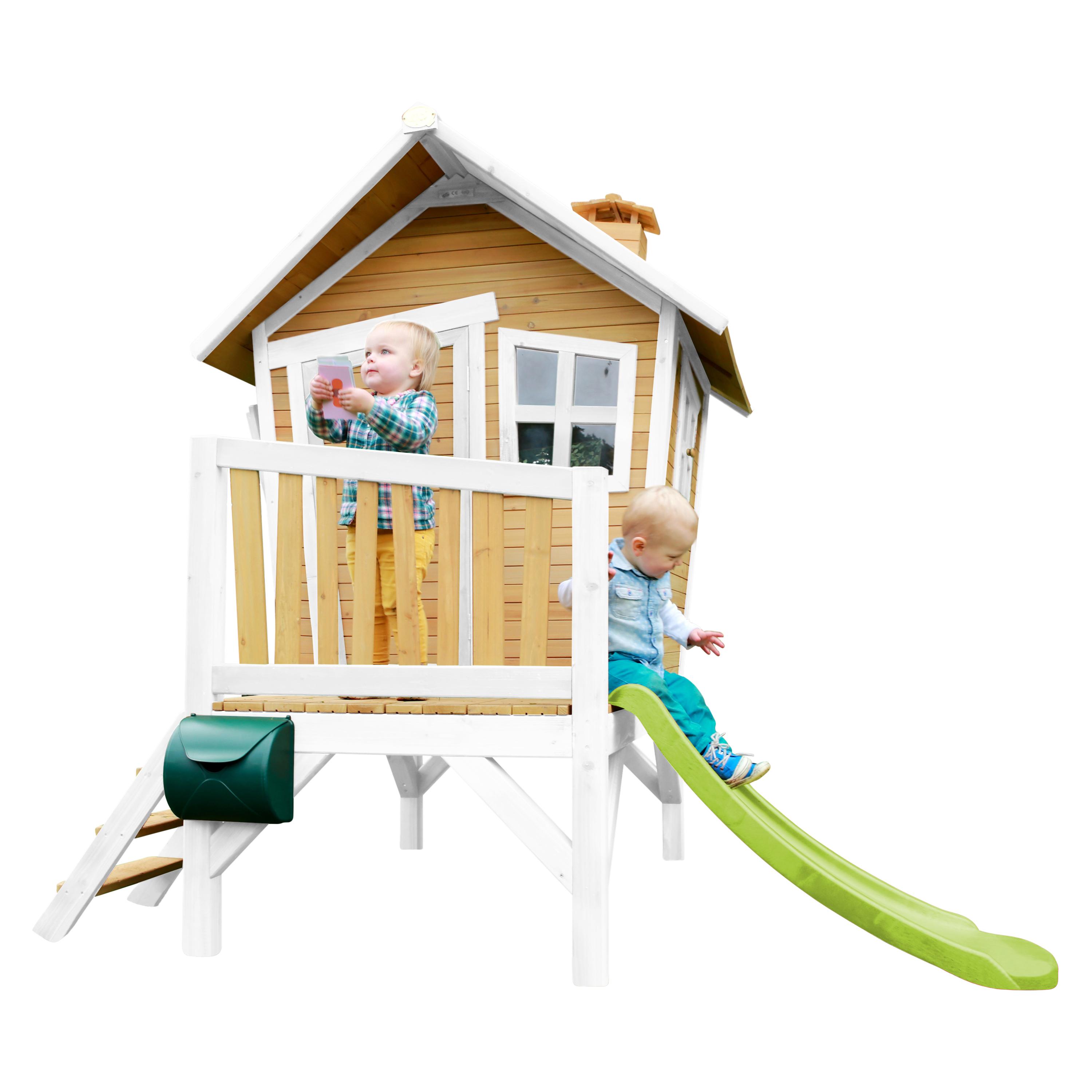 Spielturm Robin aus Zedernholz - Braun/Weiß, Basics, Holz/Kunststoff (264/203/177cm) - Ambia Garden