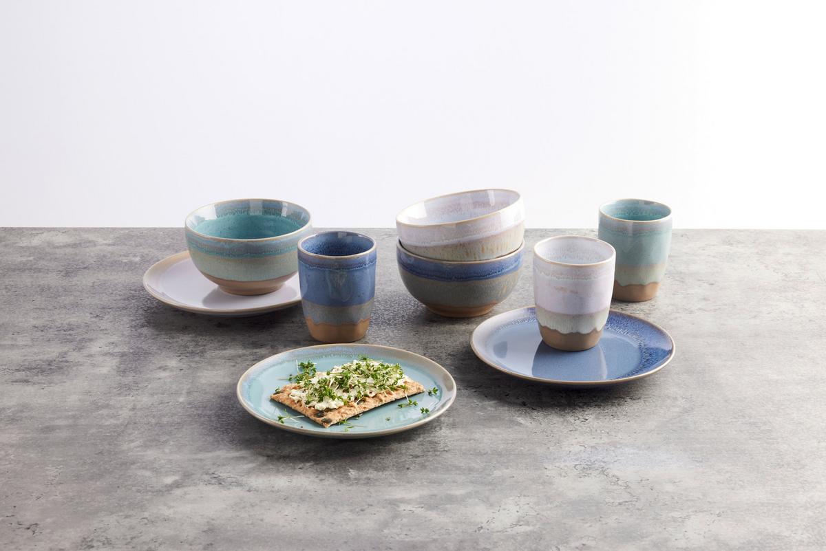 Cană pentru cafea Frank cca. 280 ml - albastru/alb, Modern, ceramică (8/9,6cm)