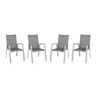 Gartensessel-Set 4tlg. stapelbar Urban Aluminium - Platinfarben/Graphitfarben, Basics, Textil/Metall (69/97/62cm) - Acamp