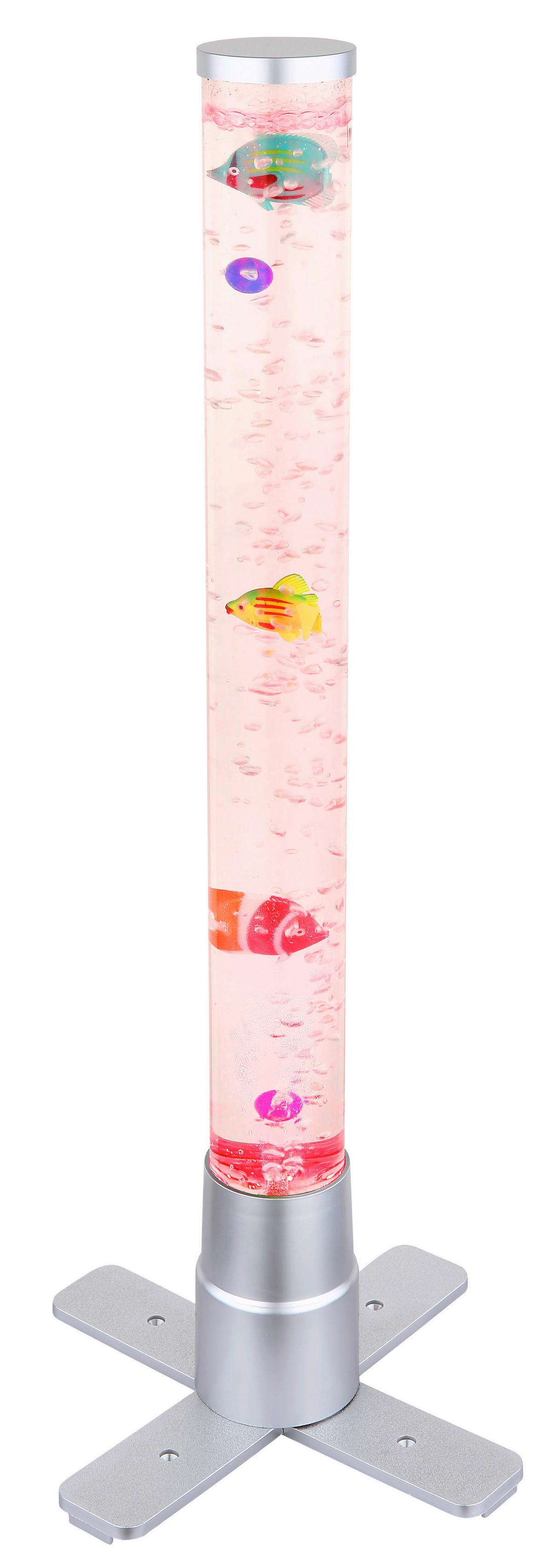 Stoječa Led-svetilka Mendoza, S Sijalko - srebrne barve/prozorno, Basics, umetna masa (24,6/24,6/61,1cm) - Globo