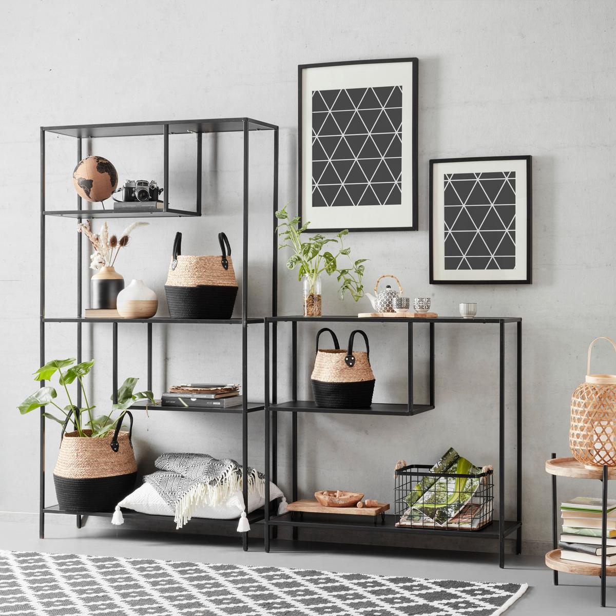 Etajeră GABE - negru, Modern, metal/material pe bază de lemn (100/178/33cm) - Modern Living