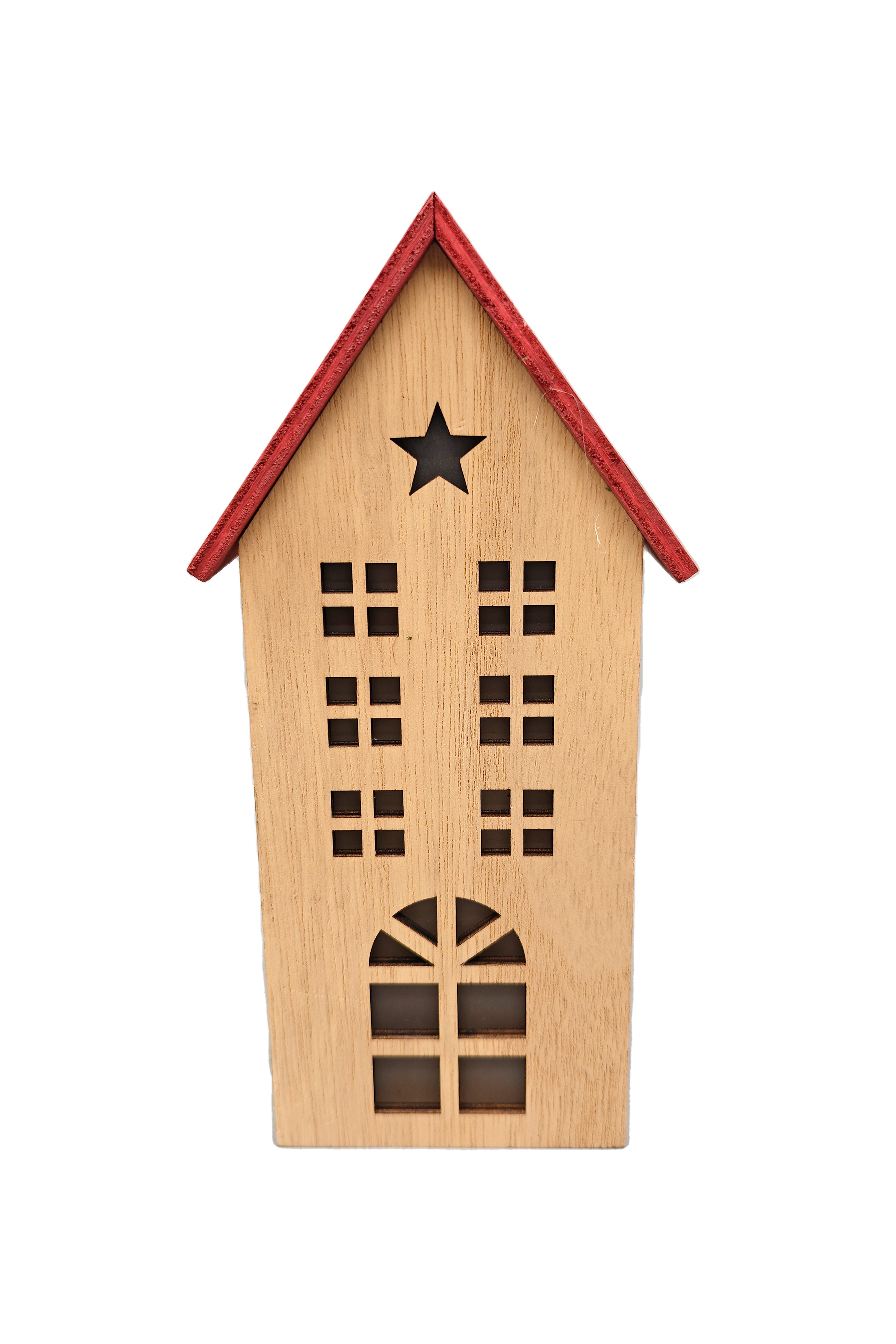 Dekorativna Hiša Woody - rdeča/naravne barve, Konvencionalno, leseni material (10,5/22/6cm) - Mömax