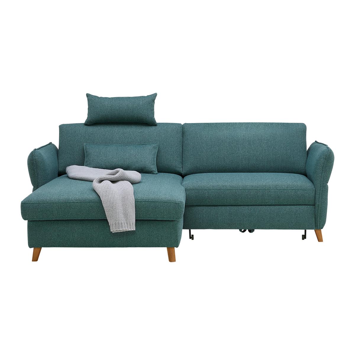 Ecksofa Leaf Grün - Eiche dunkel/Beige, MODERN, Holz (160/85/238cm) - ecoTree