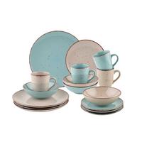Kombiservice Türkis/beige, 16-Teilig - Türkis/Beige, Basics, Keramik - Mömax