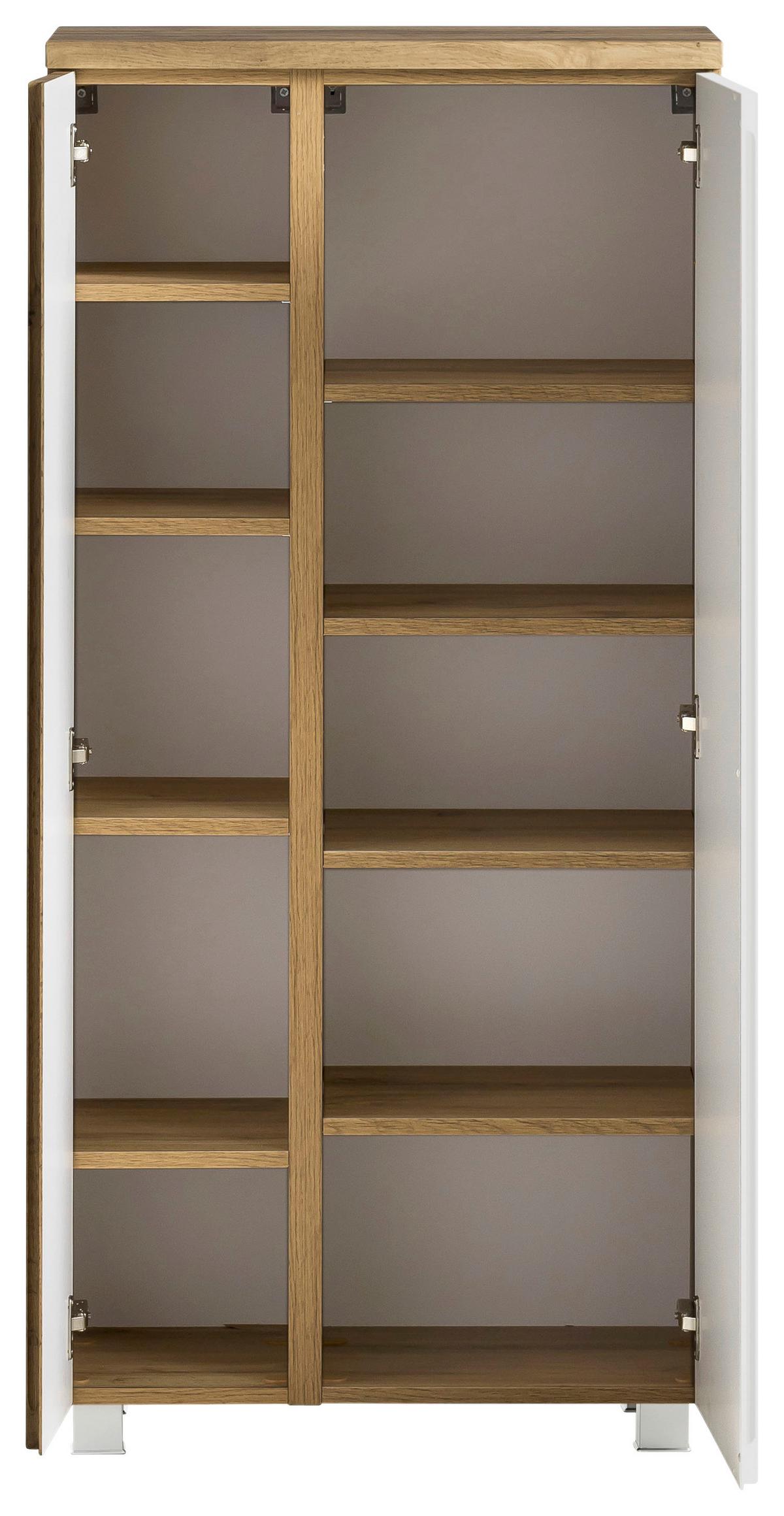 Midischrank Varese ca. 65x130 cm Weiß/Eiche - Eiche Wotan/Weiß, MODERN, Holzwerkstoff (65/130/35cm) - Held