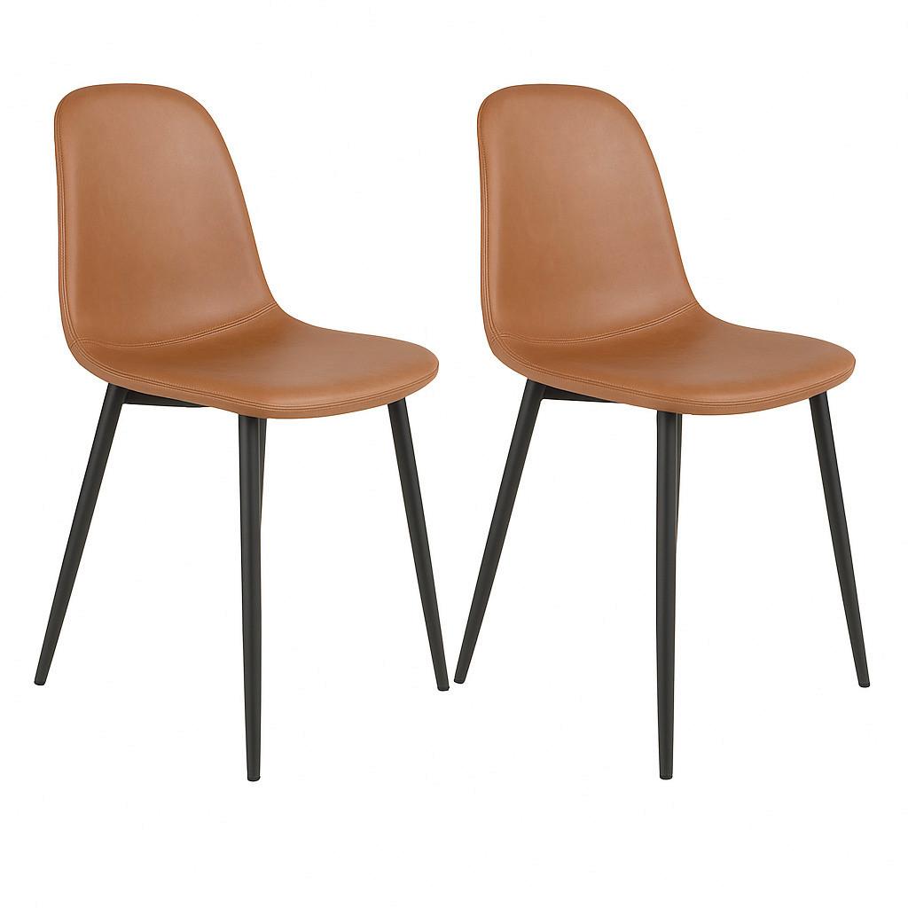 Stuhl-Set Stockholm 2er-Set Cognac/Schwarz - Cognac/Schwarz, MODERN, Textil/Metall (44/86/54cm) - MID.YOU