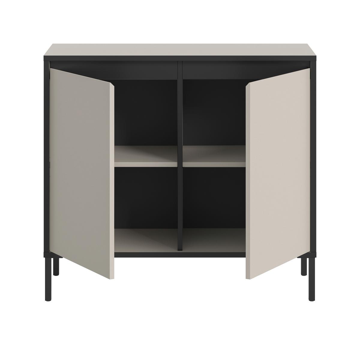 KOMMODE TRON - Kaschmir/Schwarz, Design, Holzwerkstoff/Metall (92/83/38cm) - Livetastic