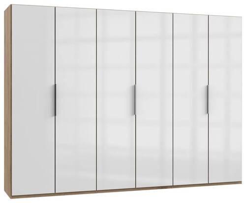 Drehtürenschrank ca. 300 cm Level 36D Weiß/Eiche Dekor - Chromfarben/Weiß Hochglanz, MODERN, Holzwerkstoff (300/216/58cm) - MID.YOU