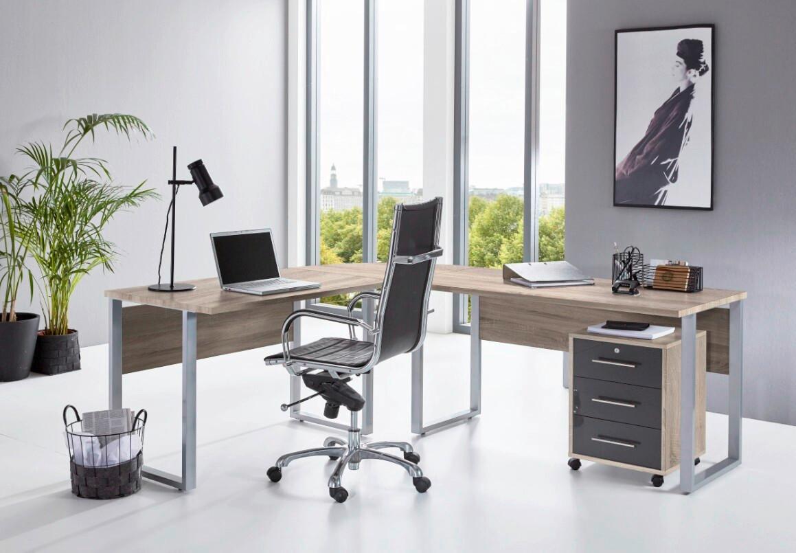 Büro Office Edition Set 2 Sonoma Eiche/Anthrazit - Anthrazit Hochglanz/Sonoma Eiche, MODERN, Holzwerkstoff - MID.YOU