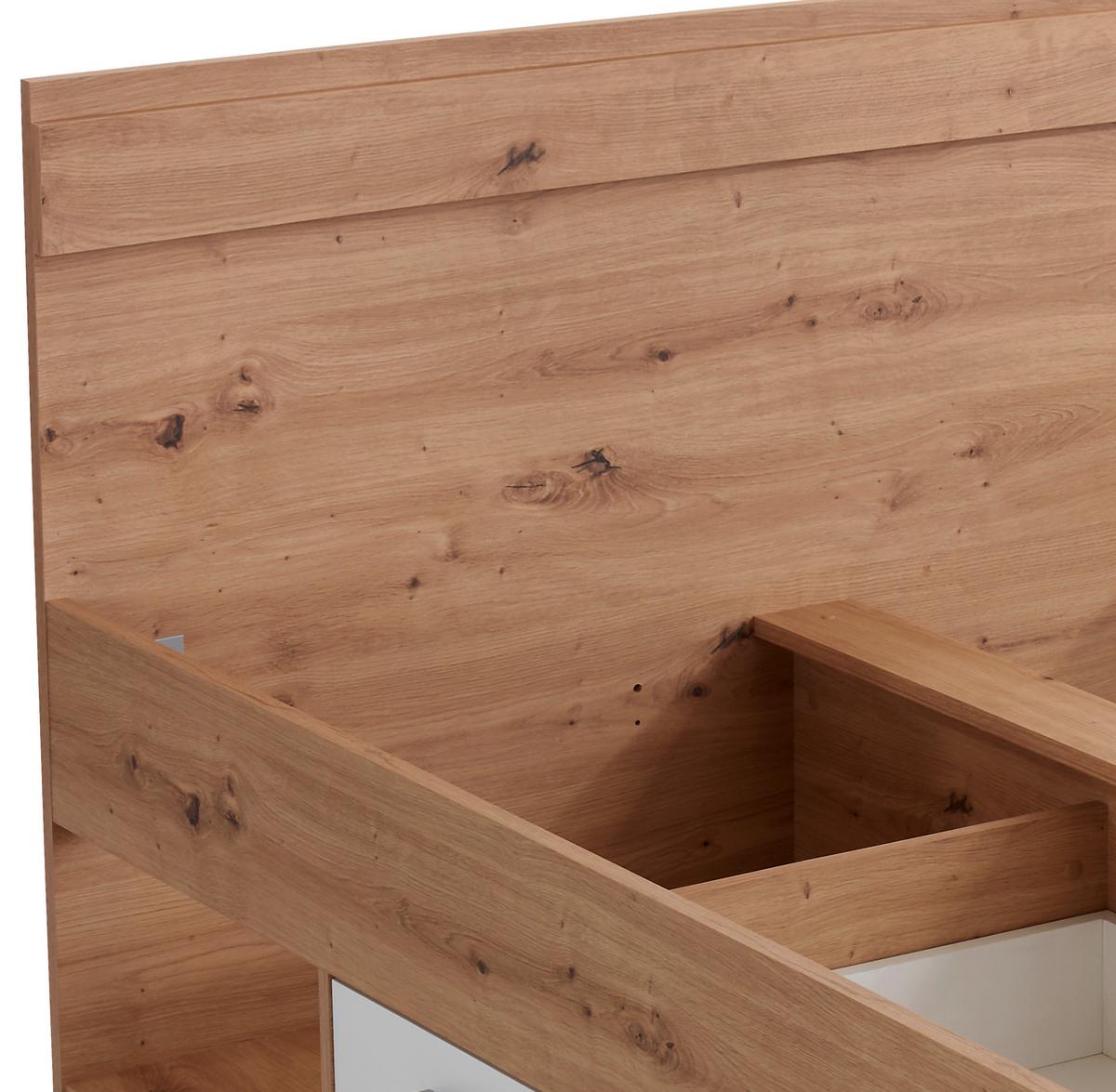 Krevet Box 120 - bijela/hrast Artisan, Moderno, drvni materijal (120/200cm) - Modern Living