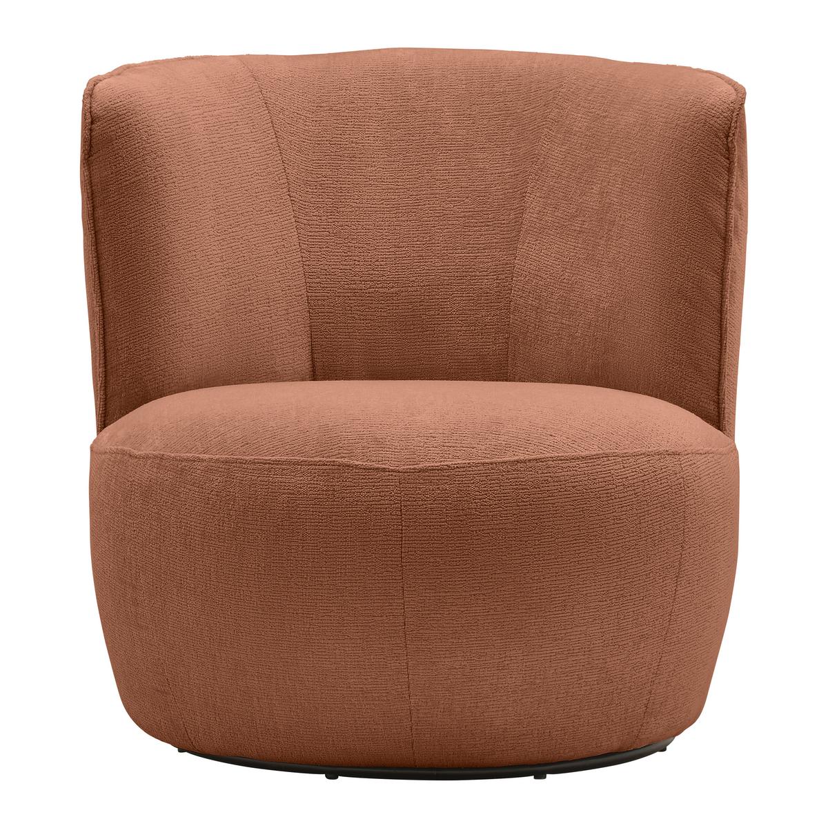 Sessel Jasima Kupfer drehbar - Schwarz/Kupferfarben, MODERN, Textil/Metall (77/81/85cm) - Premium Living