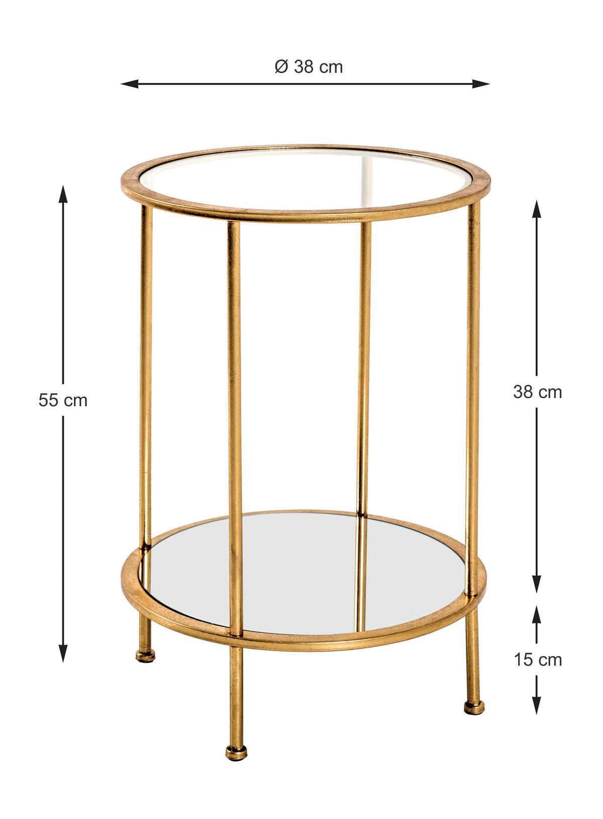STOLIK BOCZNY FARO 1 - kolor złoty, Basics, metal/szkło (38/38/55cm)
