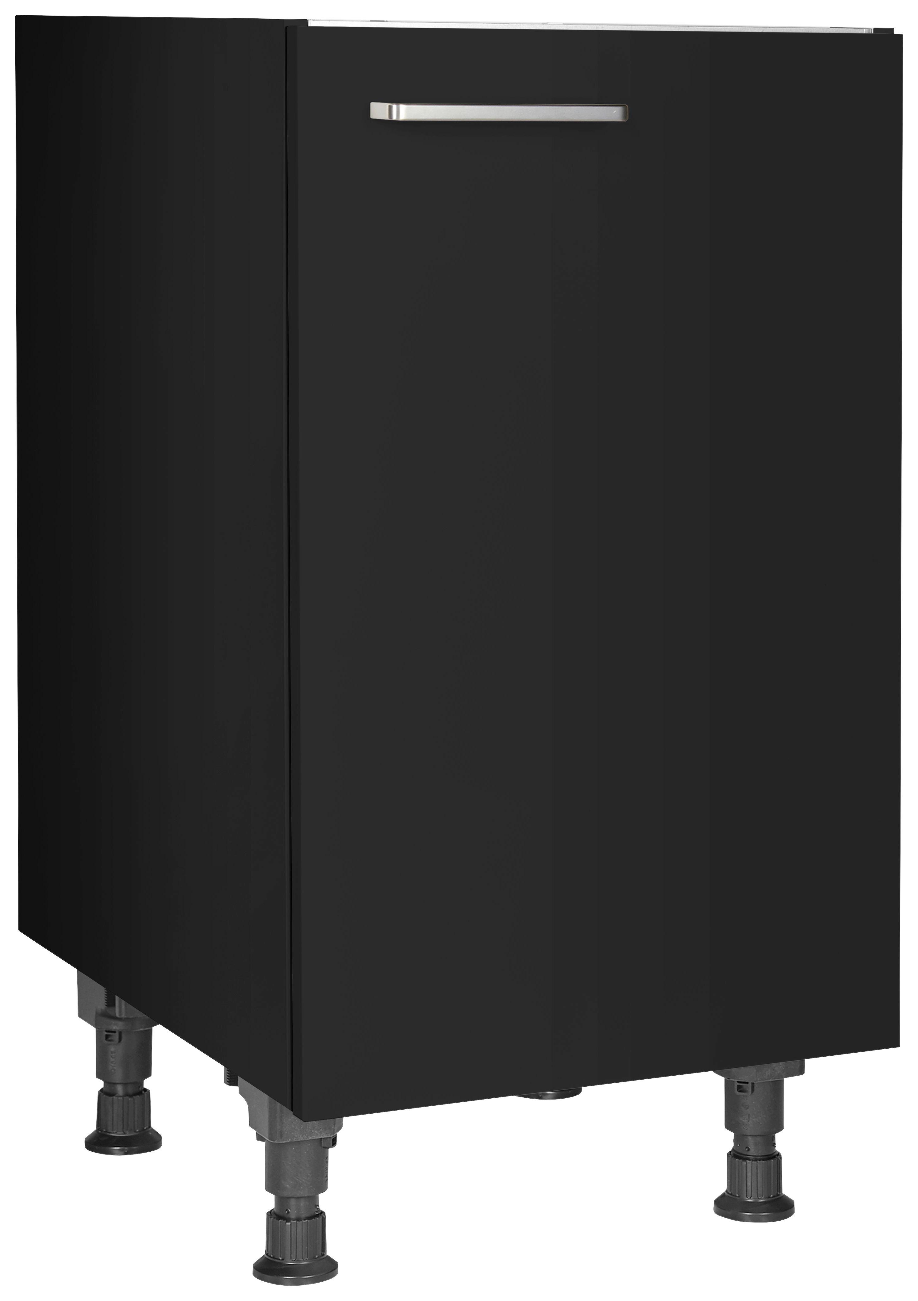 Spülenunterschrank Touch Schwarz - Edelstahlfarben/Schwarz, MODERN, Holzwerkstoff/Metall (45/87/56cm) - Nobilia