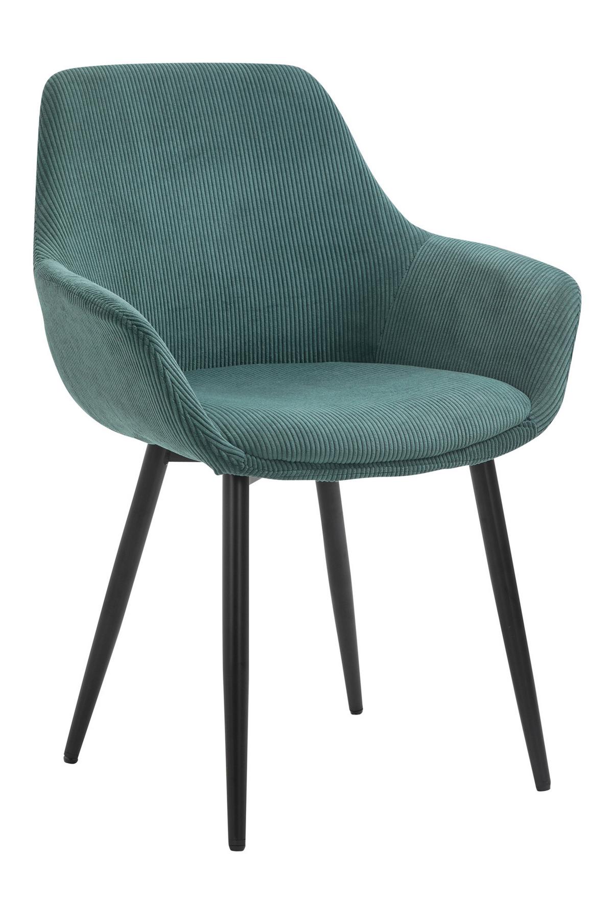 Set Naslanjačev Cord, Zelena, 2-Delni - črna/zelena, Moderno, kovina/tekstil (64/86/59cm) - Livetastic