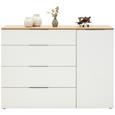 Kommode in Weiß - Chromfarben/Eichefarben, MODERN, Glas/Holzwerkstoff (135,3/99,8/40cm) - Premium Living Kommode in Weiß - Chromfarben/Eichefarben, MODERN, Glas/Holzwerkstoff (135,3/99,8/40cm) - Premium Living