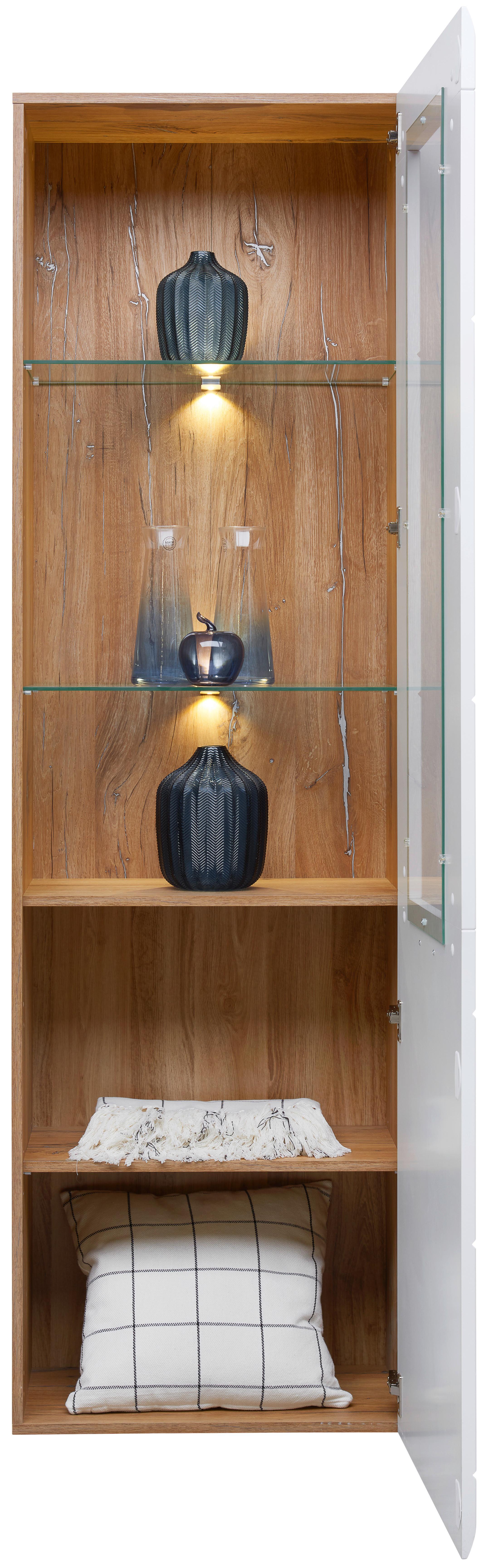 Vitrina Auris - bijela, Moderno, staklo/drvni materijal (60/204,2/37,1cm) - Modern Living