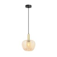 Hängeleuchte Emo in Schwarz/Bernstein max. 25 Watt - Bernsteinfarben/Schwarz, MODERN, Glas/Metall (23/120cm) - Mömax