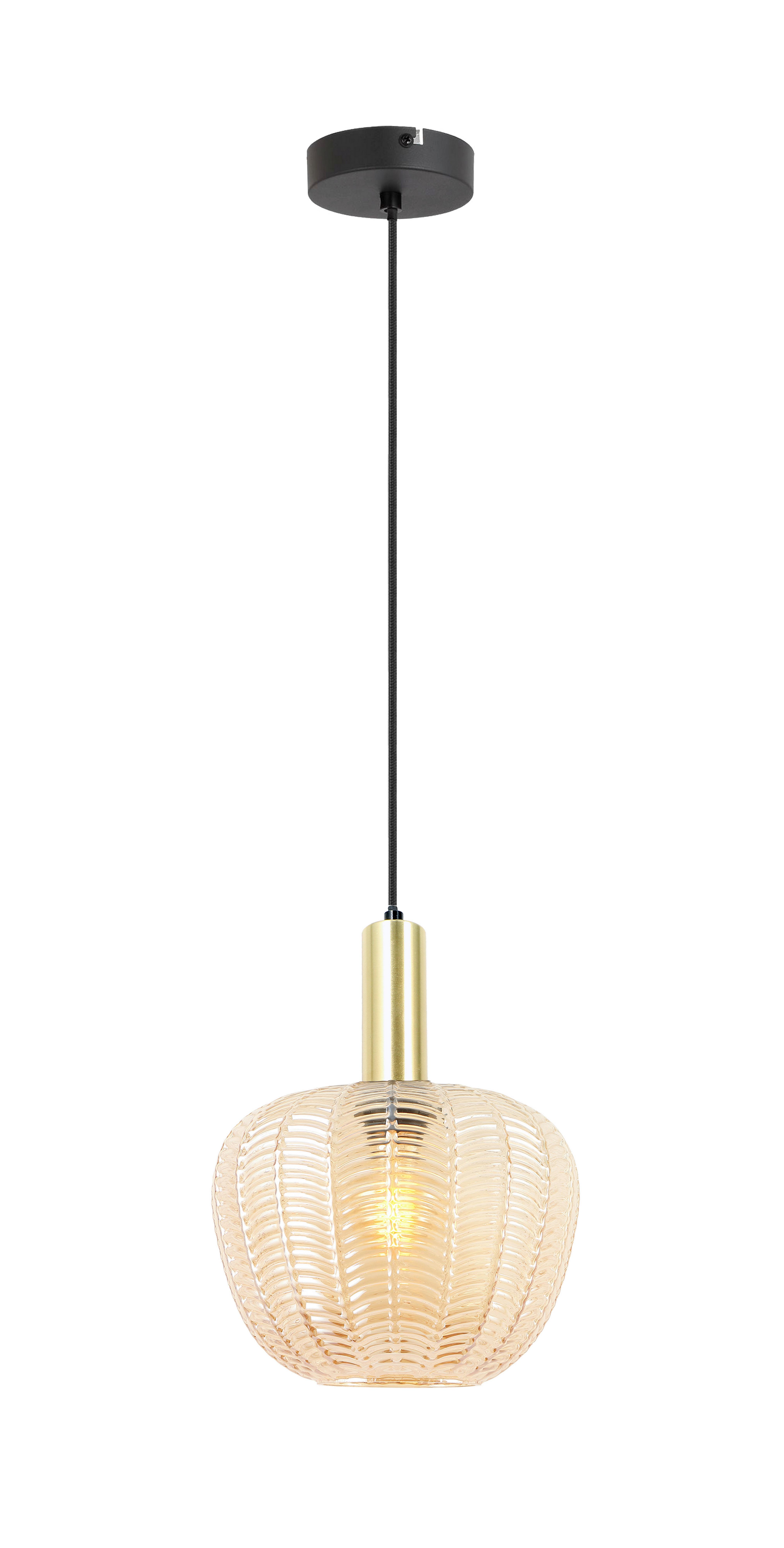 HÄNGLAMPA EMO - bärnstensfärgad/svart, Modern, metall/glas (23/23/120cm) - Mömax