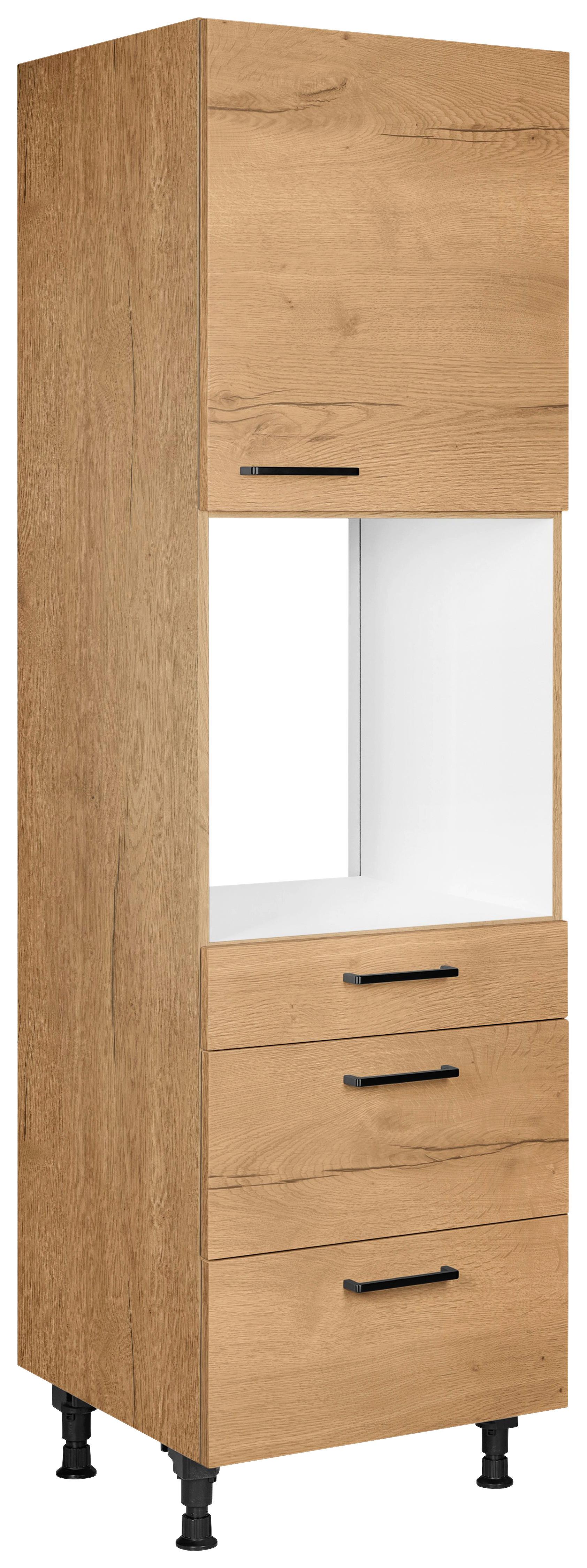 Geräteumbauschrank Structura Eiche - Eichefarben/Schwarz, MODERN, Holzwerkstoff/Metall (60/216,6/58cm) - Nobilia