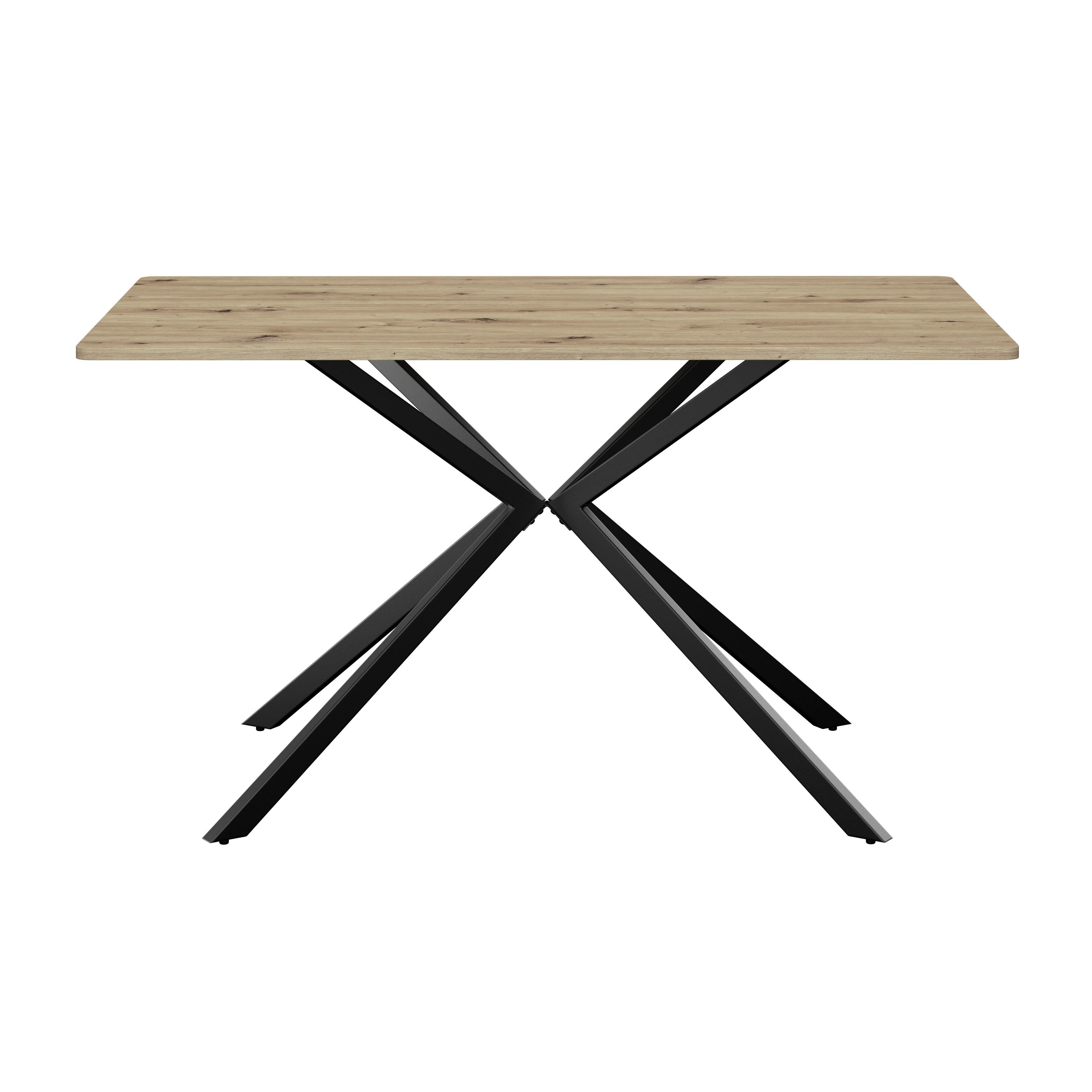 Jedilna Miza Nils - črna/barve hrasta, Trend, kovina/leseni material (140/80/76cm)