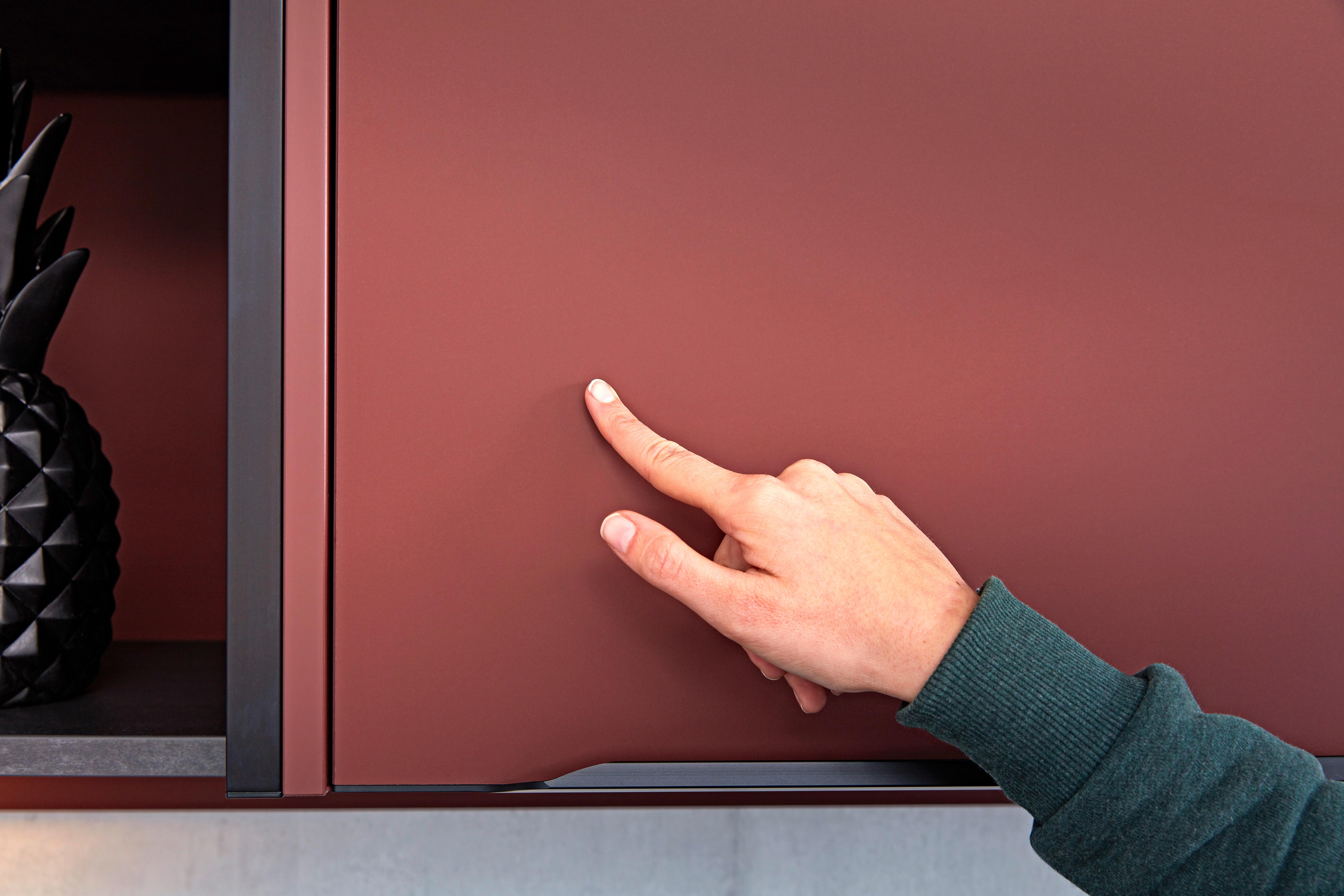 Einbauküche Easytouch in Rostrot - Schieferfarben/Rostfarben, Modern, Holzwerkstoff (243/153cm) - Nobilia