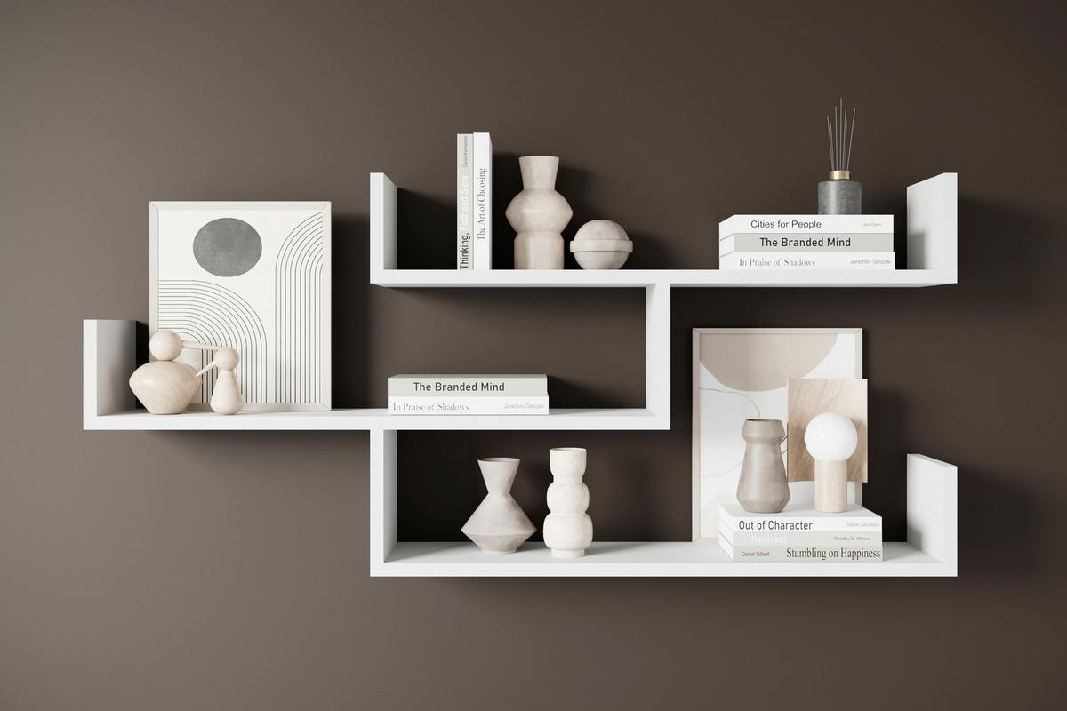 Stenski Regal Trio, Bela - bela, Basics, leseni material (119,1/55/18cm) - P & B