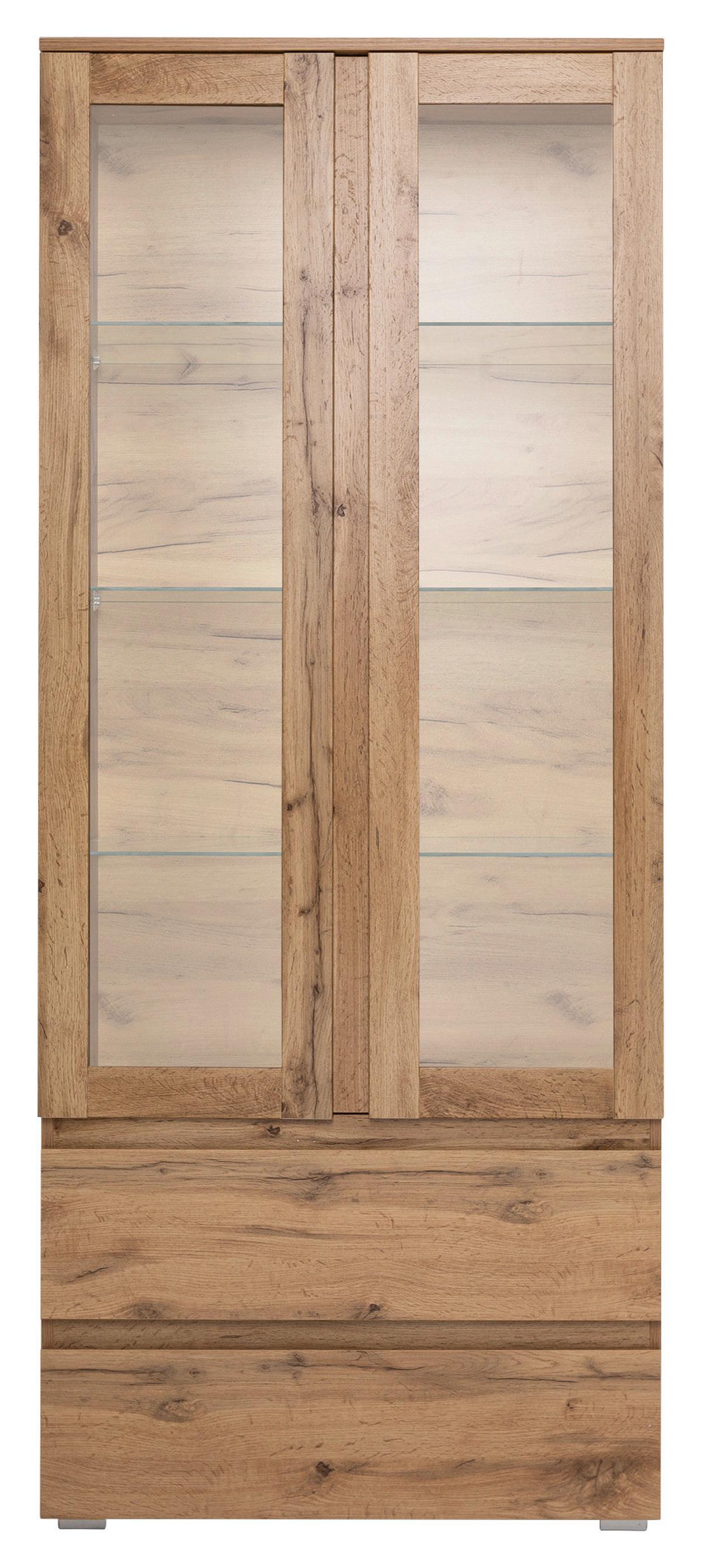 Vitrina Image, Barva Hrasta - srebrne barve/barve hrasta, Konvencionalno, steklo/leseni material (80/191/40cm) - MID.YOU