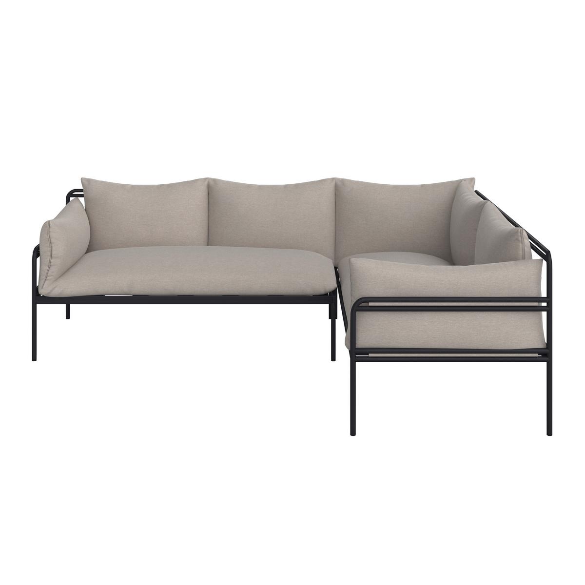 Outdoorlounge Anny Beige Metall/Outdoorstoff/Glas - Dunkelgrau/Beige, MODERN, Glas/Textil (218/170/72cm) - Bessagi Garden