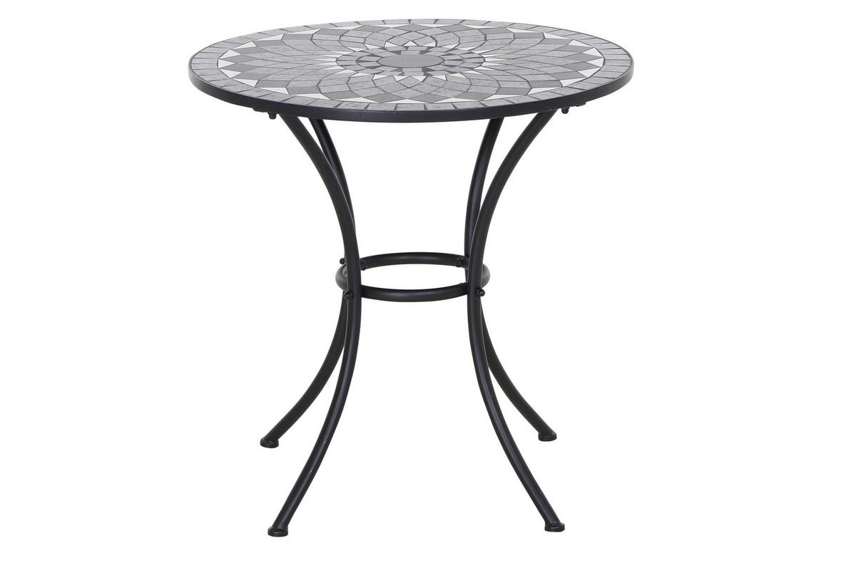Gartentisch Mosaik ca. 60x71 cm Schwarz - Schwarz, KONVENTIONELL, Keramik/Metall (60/60/71cm) - Siena Garden