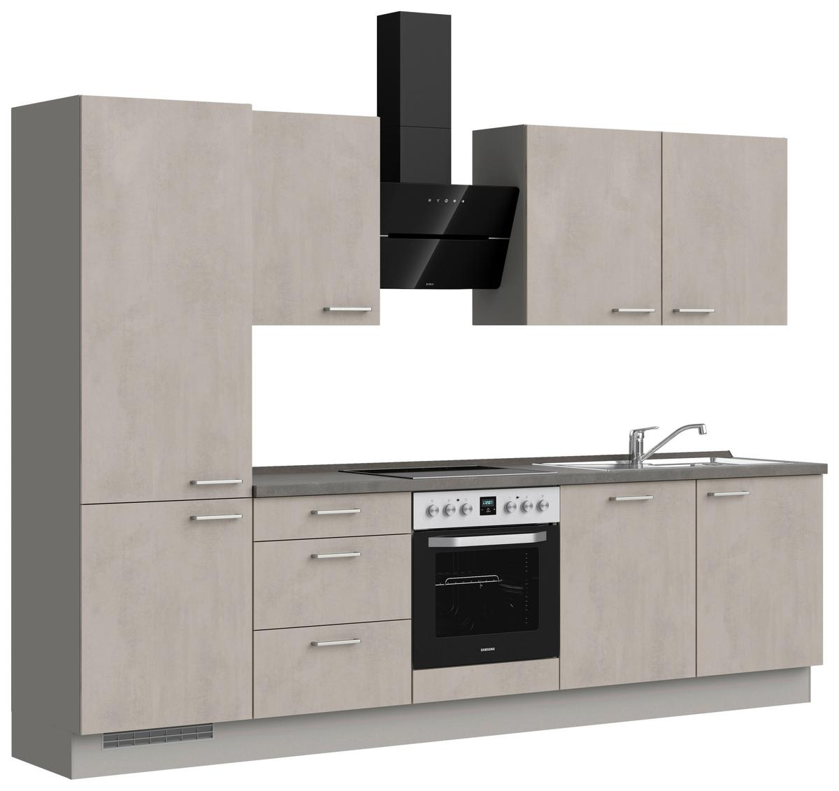 Küchenblock Riva High m. Geräten Grau - Schieferfarben/Edelstahlfarben, MODERN, Holzwerkstoff/Metall (300cm) - Nobilia