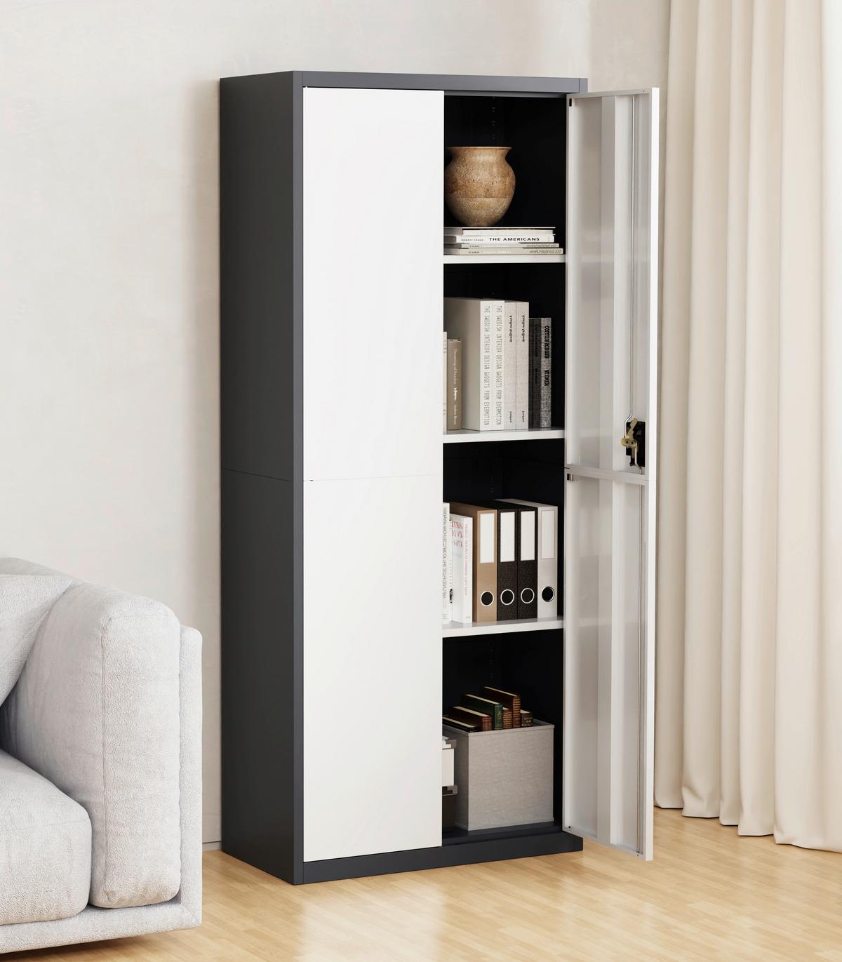 Aktenschrank Malivo - Weiss/Anthrazit, Konventionell, Metall (80/180/40cm) - MID.YOU