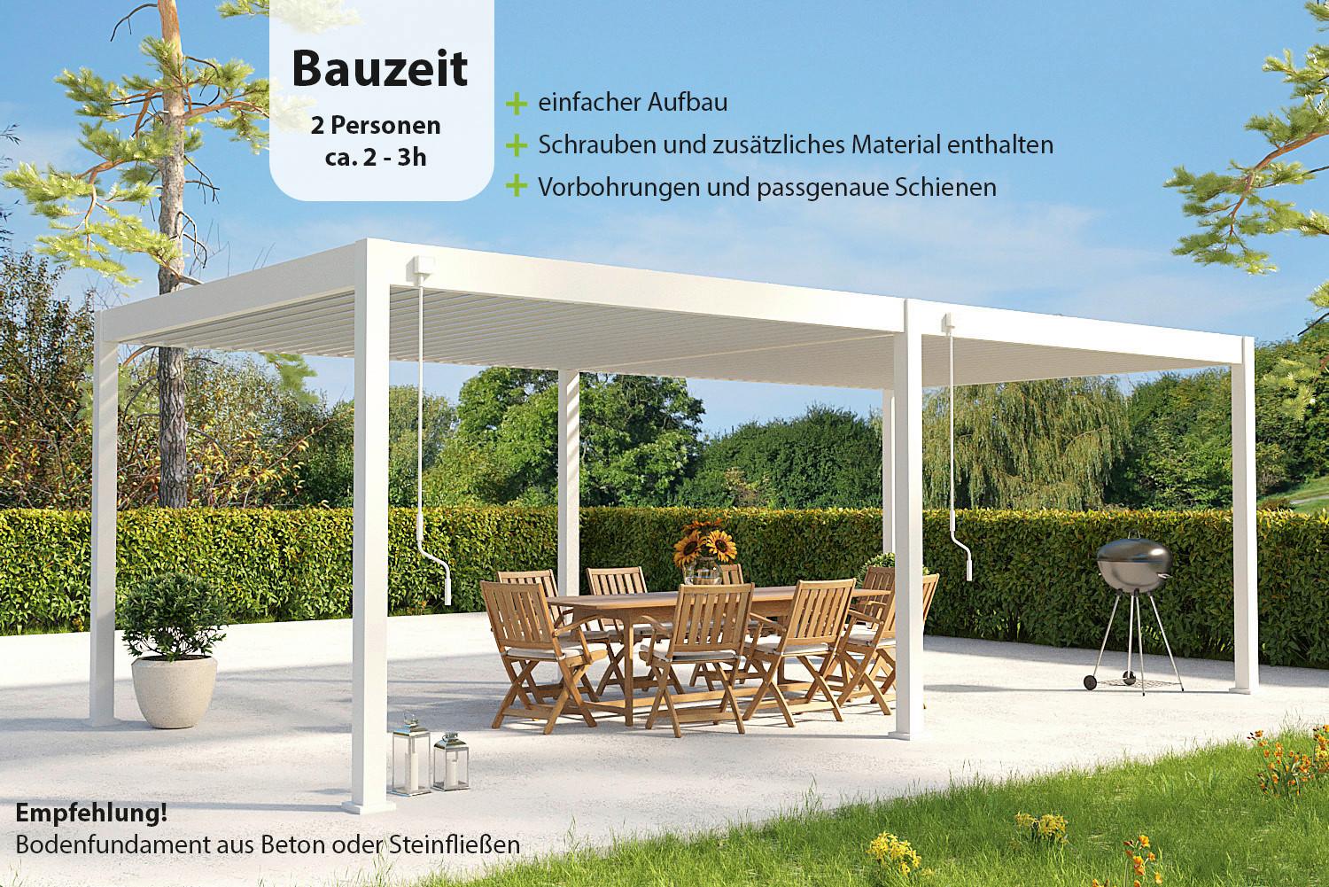 PERGOLA DELUXE 3,6X7,2M WEISS - Weiss, Basics, Metall (720/255/360cm) - Gardenson