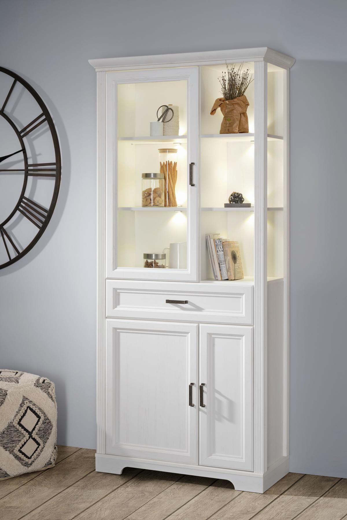 vitrine in Pinienfarben - couleur de pin, Romantik / Landhaus, métal/matériau de bois (93/204/42cm) - Zandiara