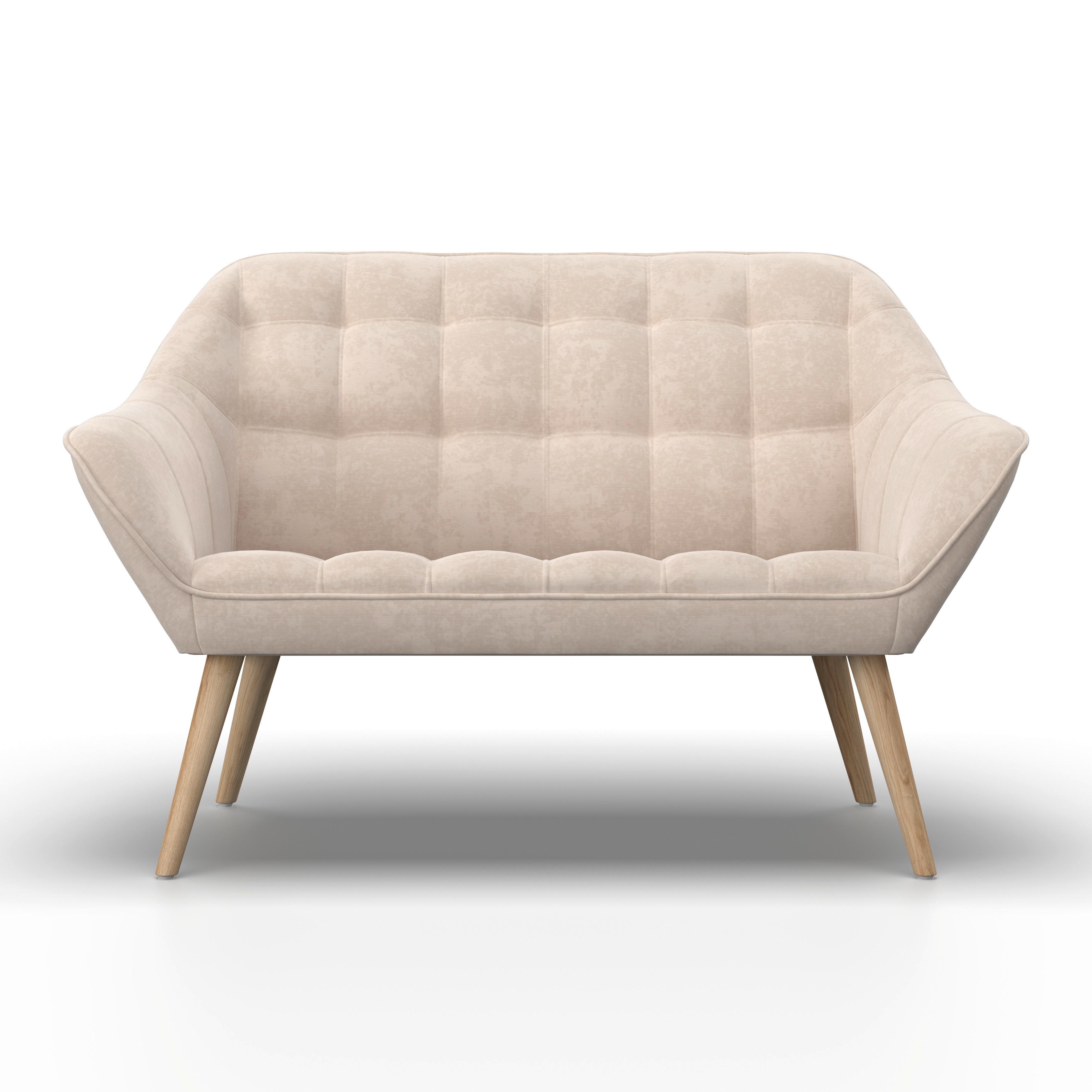 Dvosed Monique, Bež - bež/naravne barve, Moderno, kovina/tekstil (126/74/76cm) - Bessagi Home