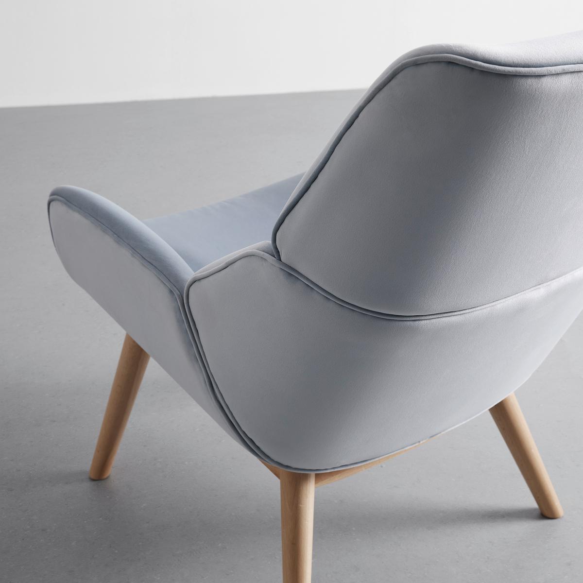 Relaxsessel Felia ca. 71x92,5x79cm Samt Hellgrau - Buchefarben/Hellgrau, MODERN, Holz/Textil (71/92,5/79cm) - Bessagi Home